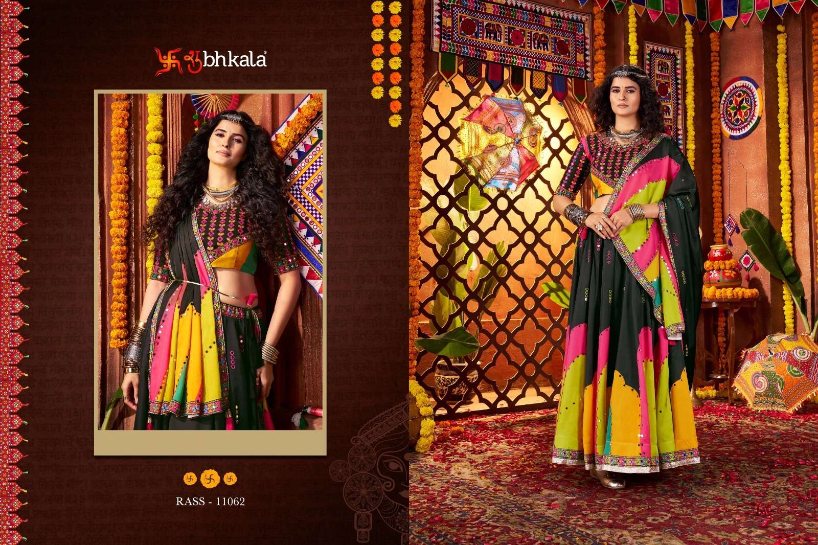 SHUBHKALA RAAS VOL 25 COTTON MIRROR WORK DESIGNER NAVRATRI WEAR LEHENGA CHOLI 