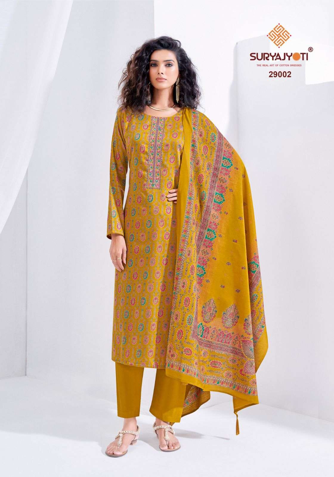 SURYAJYOTI KALKI VOL 29 JAM SATIN PRINT WITH FANCY WORK SUIT