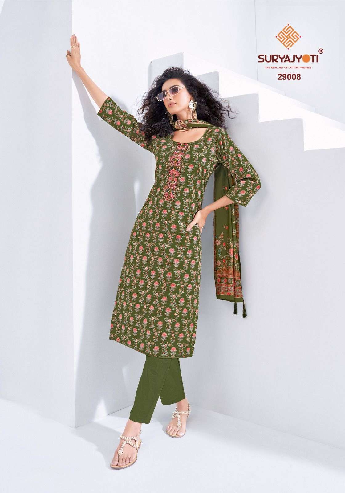 SURYAJYOTI KALKI VOL 29 JAM SATIN PRINT WITH FANCY WORK SUIT
