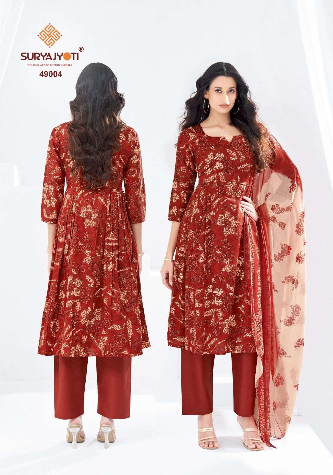 SURYAJYOTI NAISHAA VOL 49 JAM SATIN PRINT WITH FANCY WORK SUIT