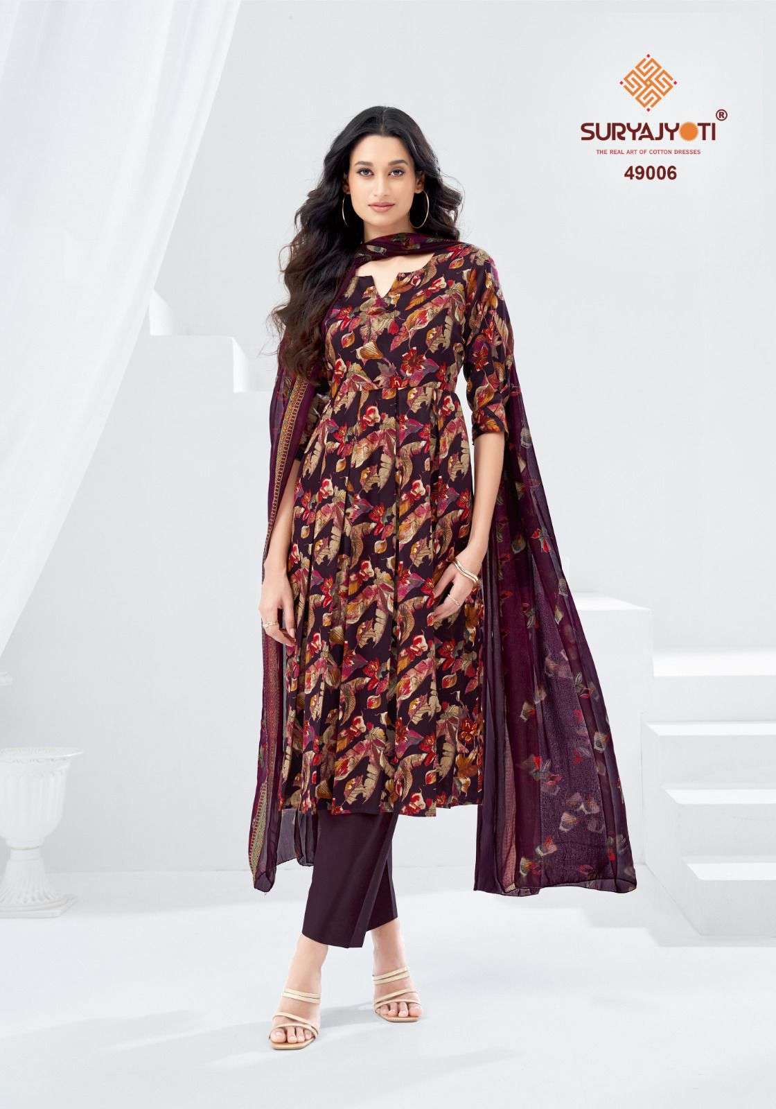 SURYAJYOTI NAISHAA VOL 49 JAM SATIN PRINT WITH FANCY WORK SUIT