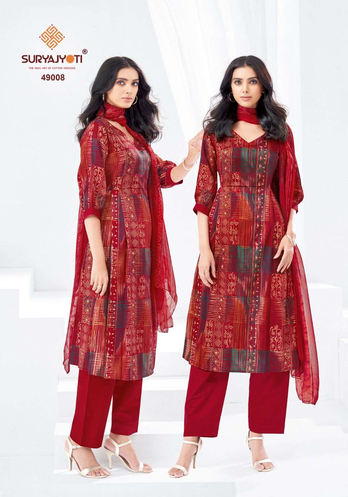 SURYAJYOTI NAISHAA VOL 49 JAM SATIN PRINT WITH FANCY WORK SUIT