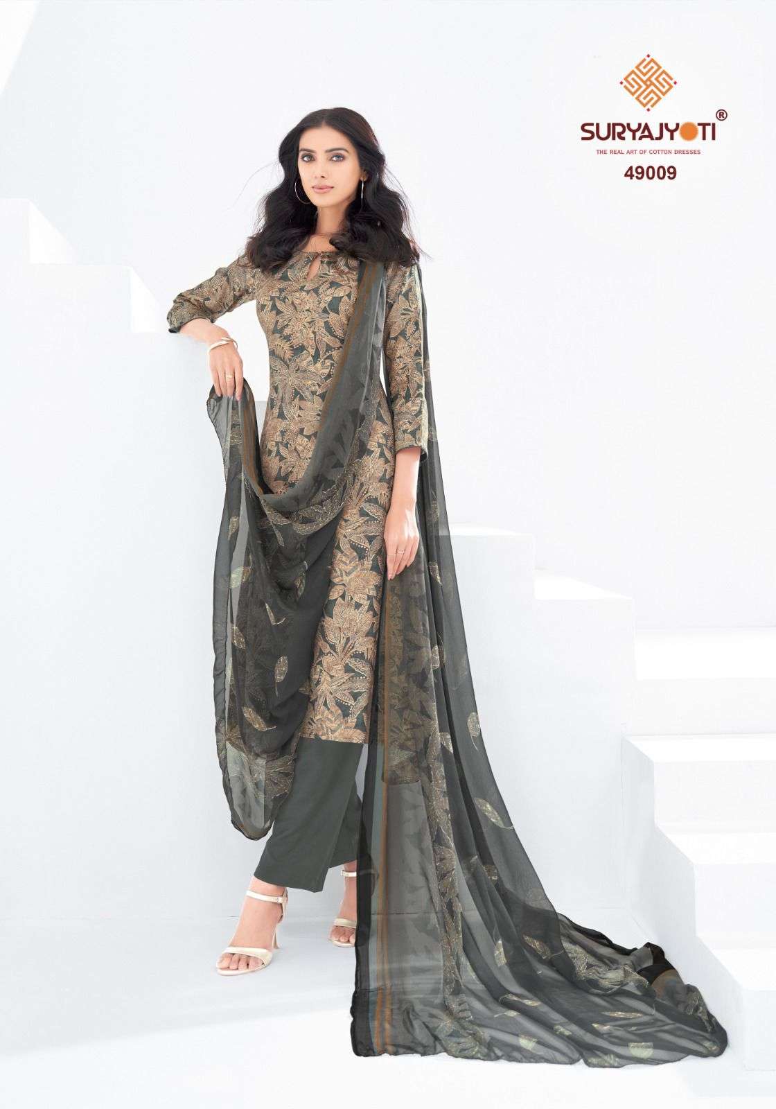 SURYAJYOTI NAISHAA VOL 49 JAM SATIN PRINT WITH FANCY WORK SUIT