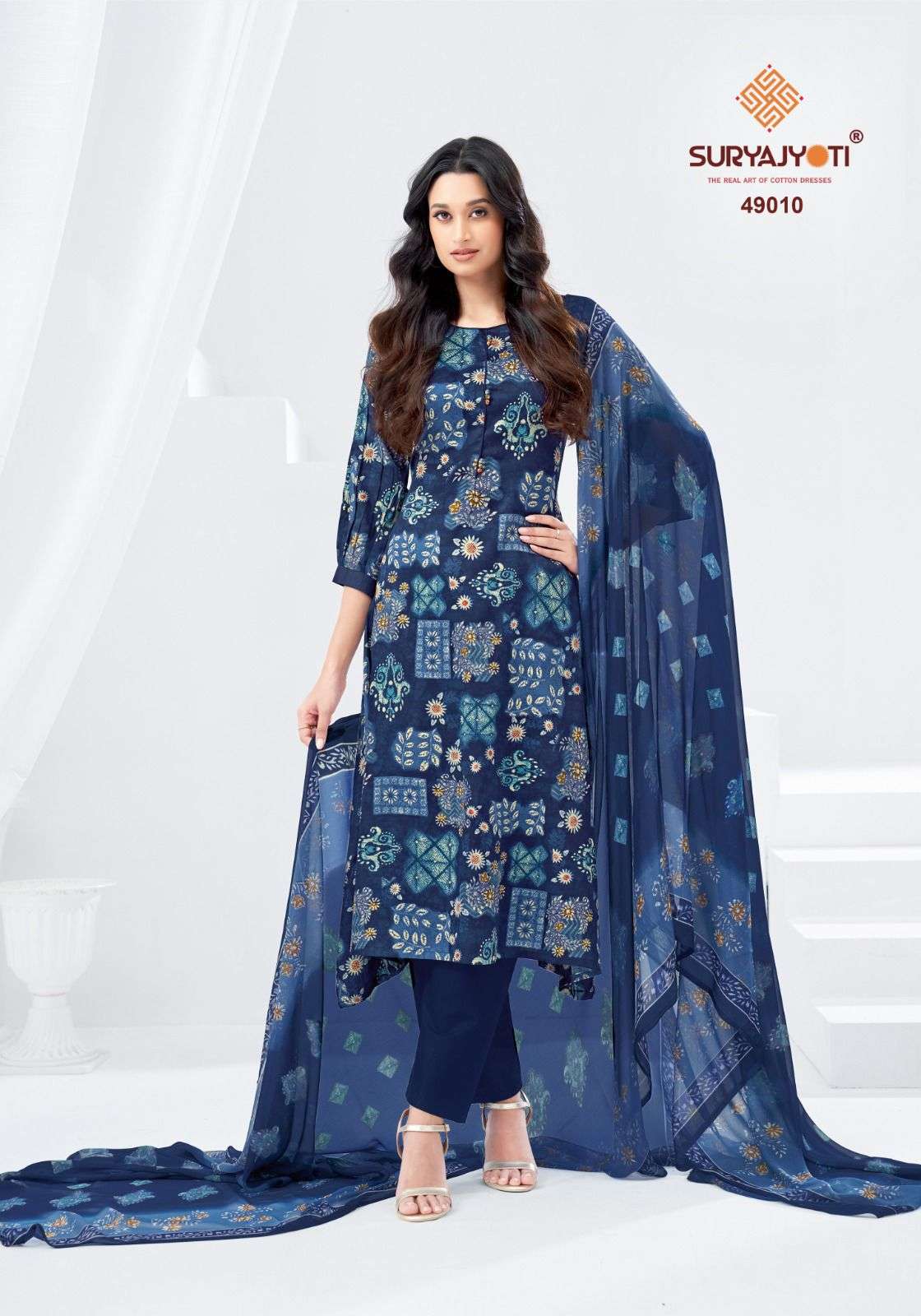 SURYAJYOTI NAISHAA VOL 49 JAM SATIN PRINT WITH FANCY WORK SUIT