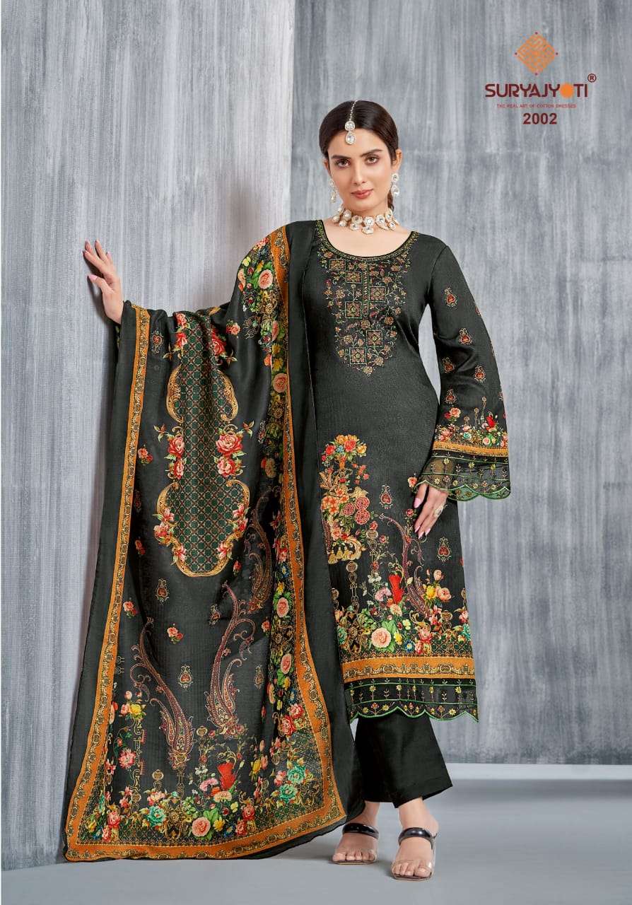 SURYAJYOTI PAAKHI VOL 2 JAM SATIN DIGITAL PRINT WITH FANCY WORK SUIT