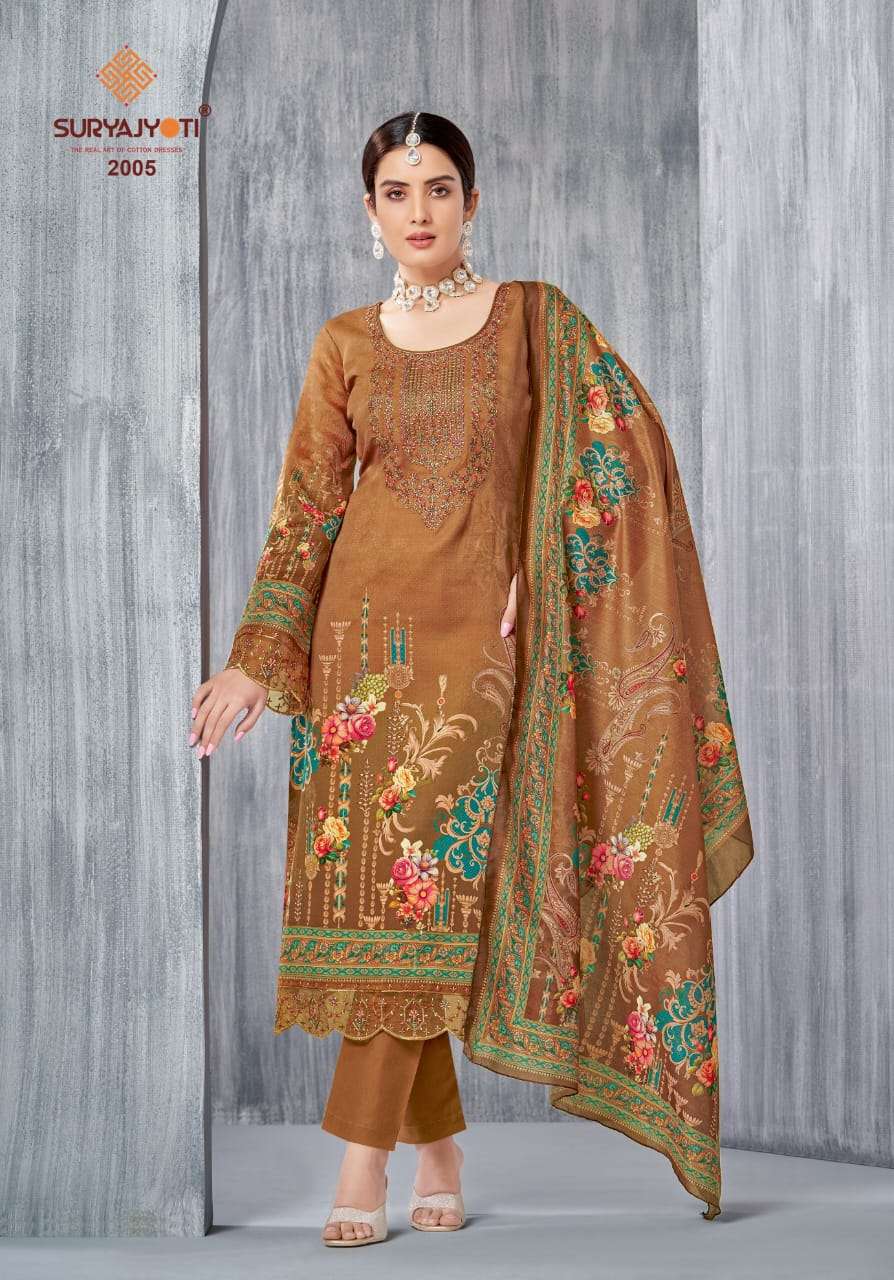 SURYAJYOTI PAAKHI VOL 2 JAM SATIN DIGITAL PRINT WITH FANCY WORK SUIT