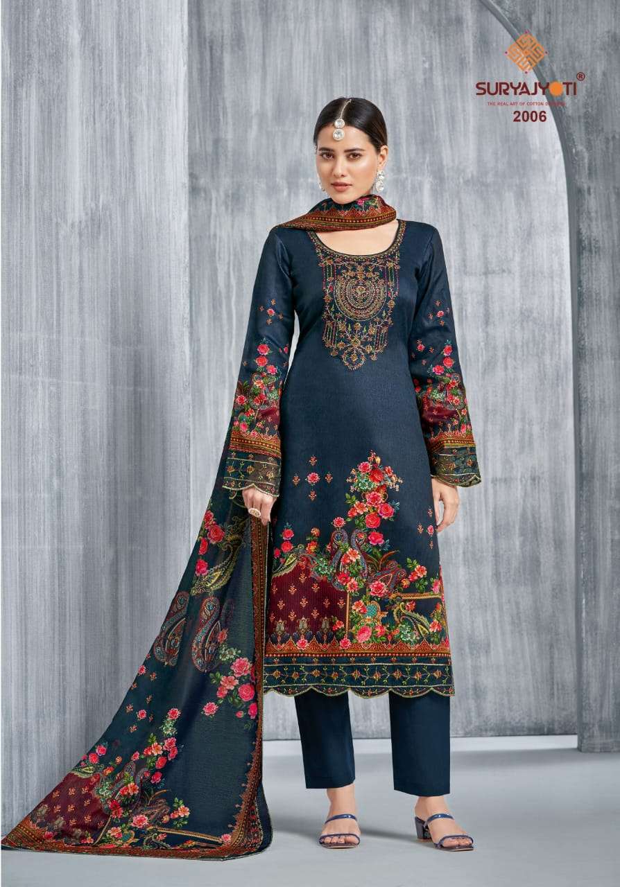 SURYAJYOTI PAAKHI VOL 2 JAM SATIN DIGITAL PRINT WITH FANCY WORK SUIT