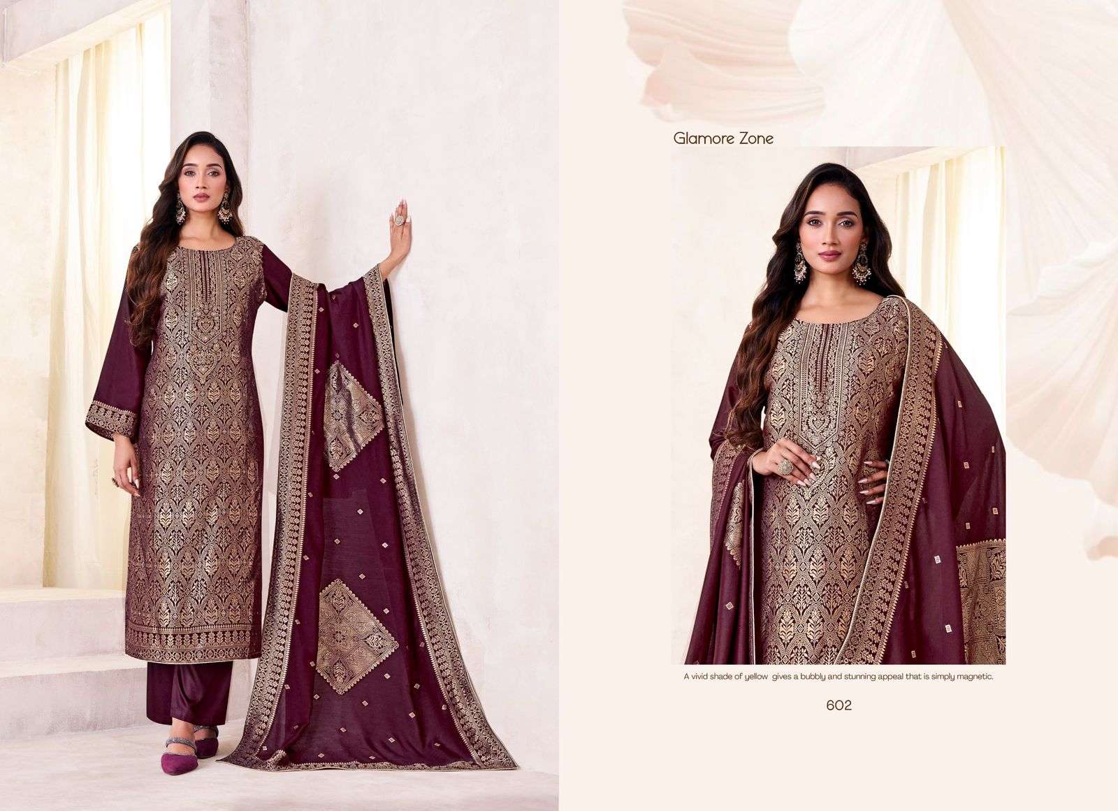 TANISHK FASHION BUNAI MUSLIN JACQUARD DESIGNER WORK LADIES SUIT