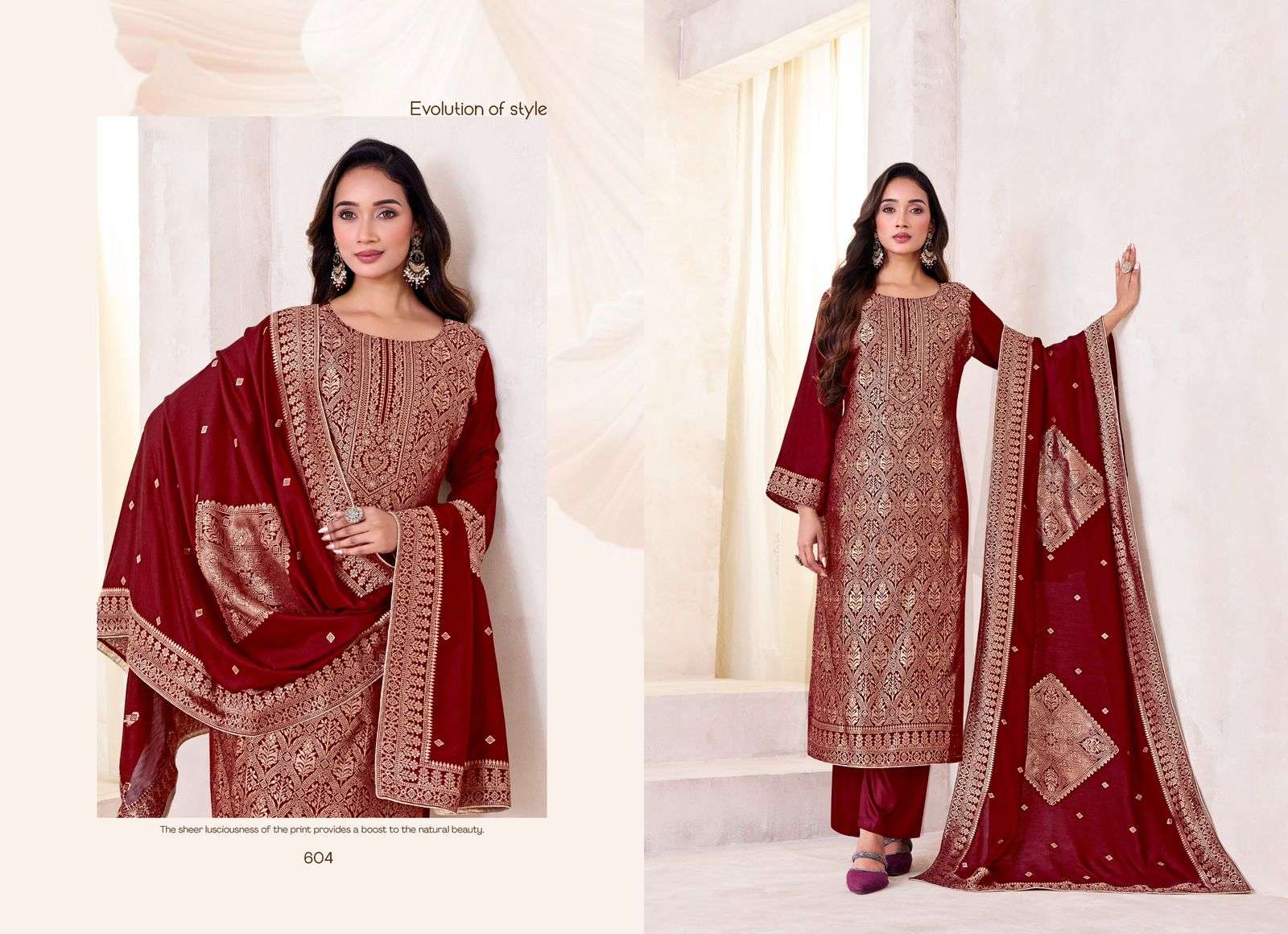 TANISHK FASHION BUNAI MUSLIN JACQUARD DESIGNER WORK LADIES SUIT