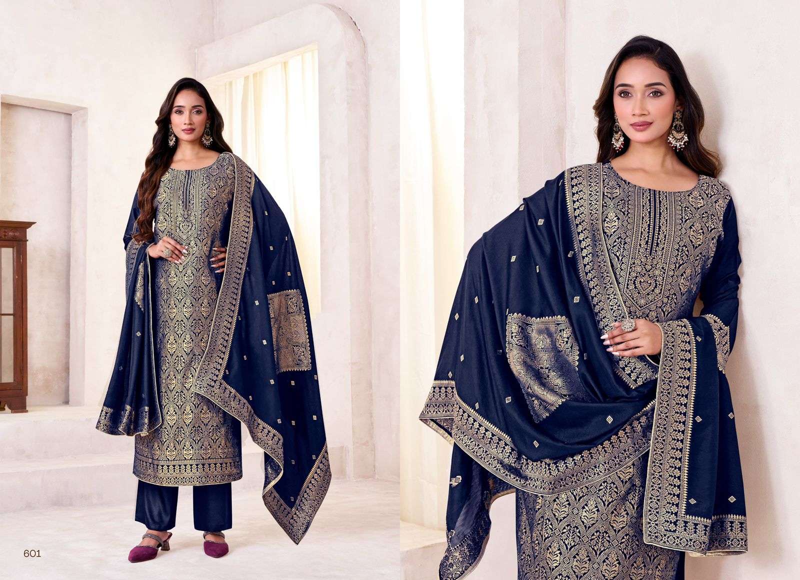 TANISHK FASHION BUNAI MUSLIN JACQUARD DESIGNER WORK LADIES SUIT
