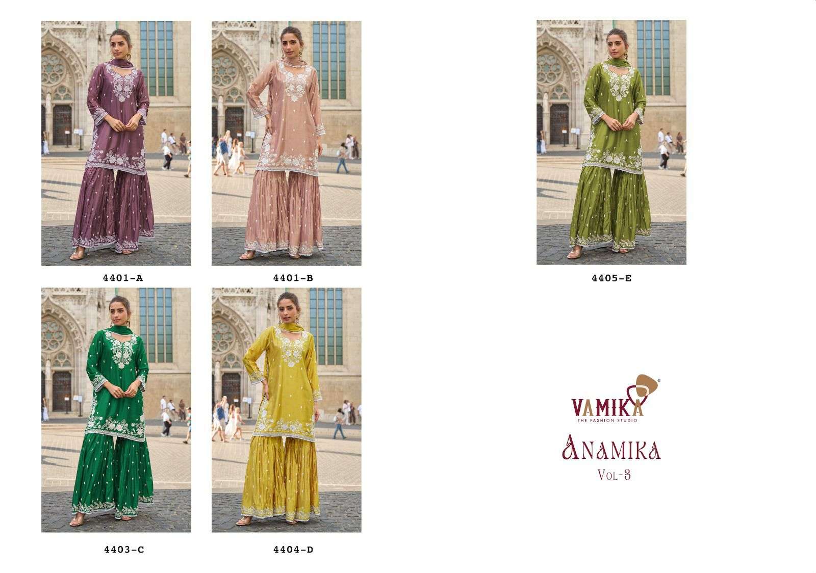 VAMIKA ANAMIKA VOL 3 HEAVY DESIGNER WORK PARTY WEAR SHARARA SUIT