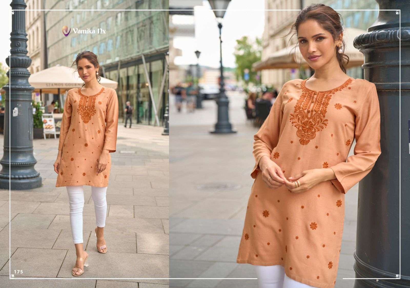 VAMIKA NX CHEERY RAYON FANCY WORKS SHORT KURTI 