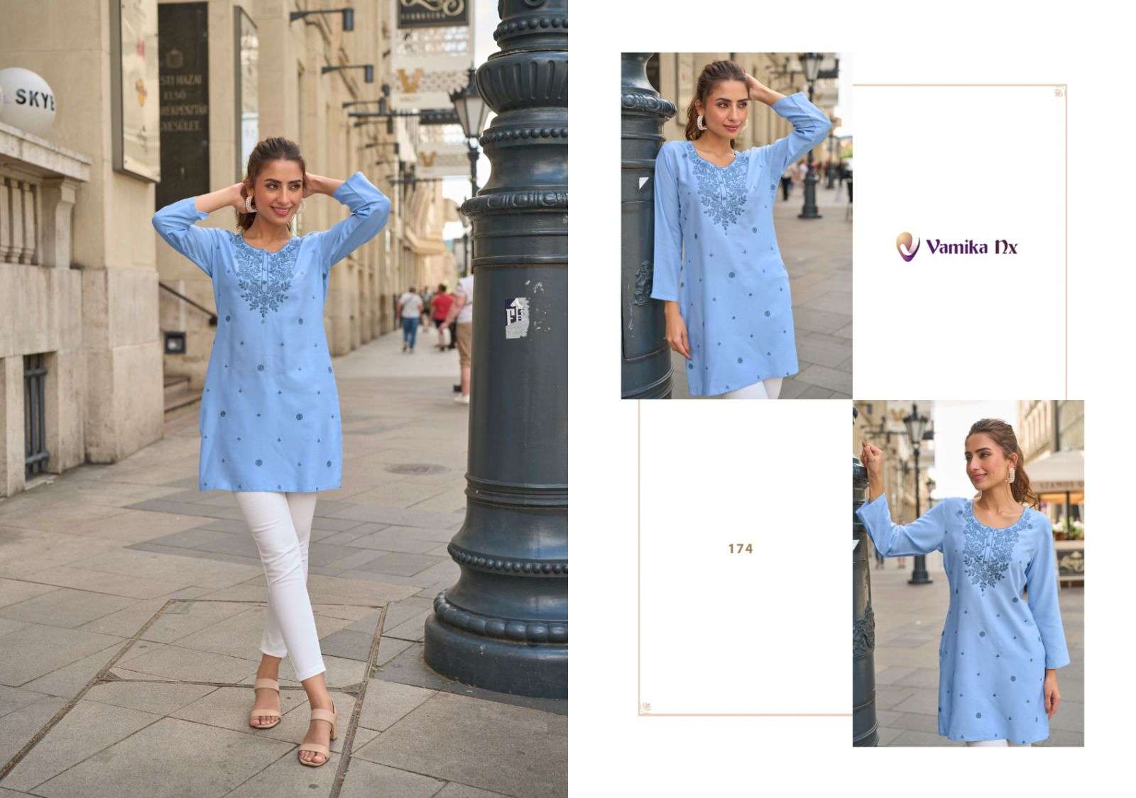 VAMIKA NX CHEERY RAYON FANCY WORKS SHORT KURTI 