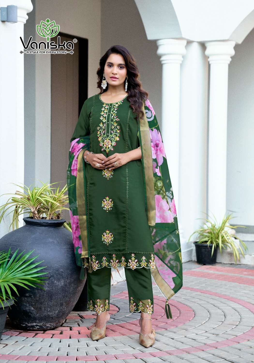 VANISKA DASTOOR VOL 1 SILK STRAIGHT STYLE  KURTI WITH PANT AND DUPPATTA SET 