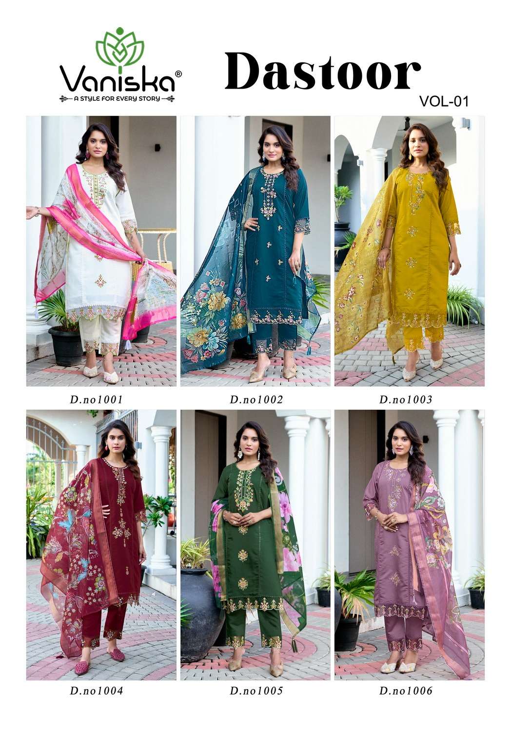 VANISKA DASTOOR VOL 1 SILK STRAIGHT STYLE  KURTI WITH PANT AND DUPPATTA SET 
