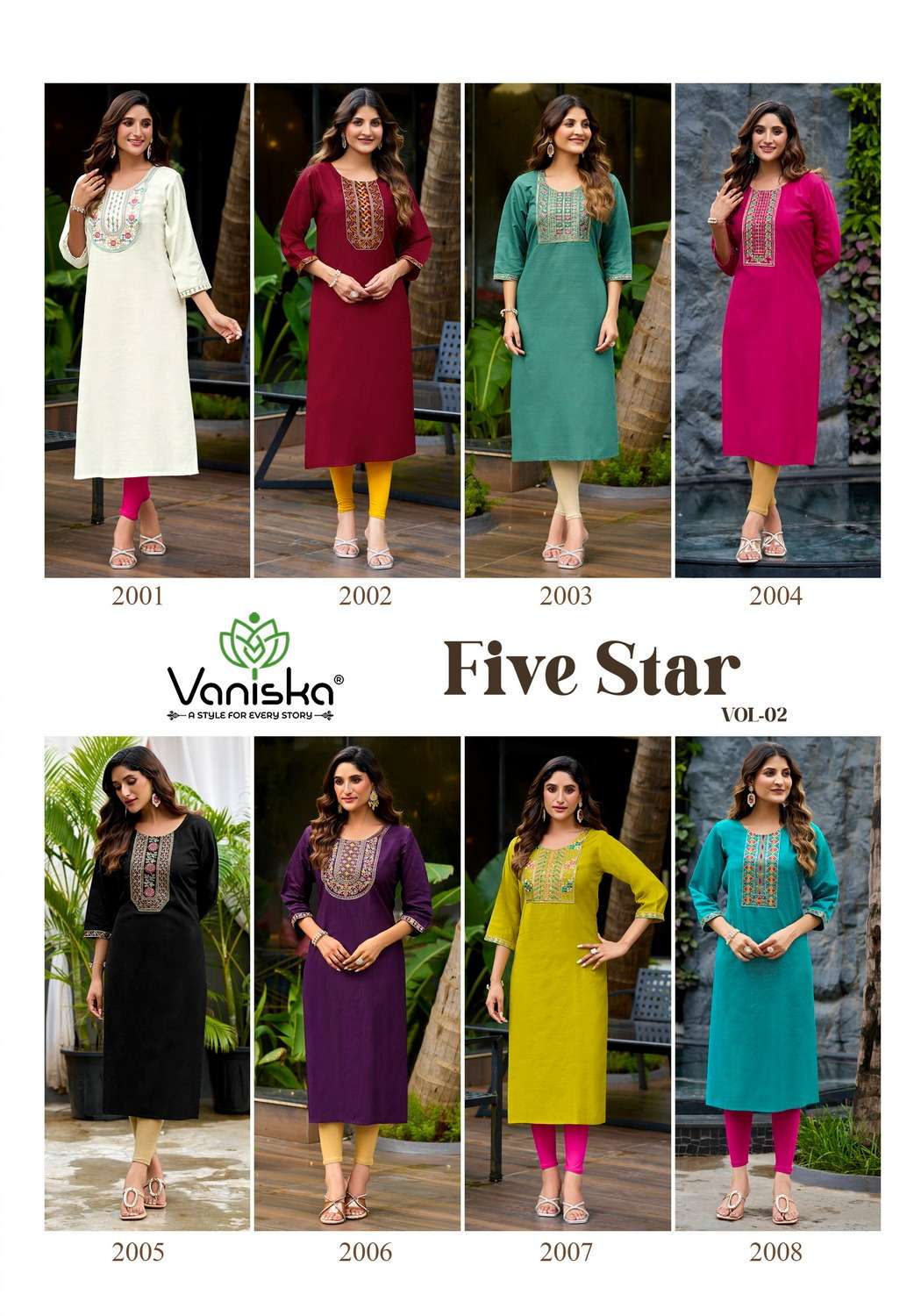 VANISKA FIVE STAR VOL 2 SILK FANCY EMBROIDERY WORKS LADIES KURTI