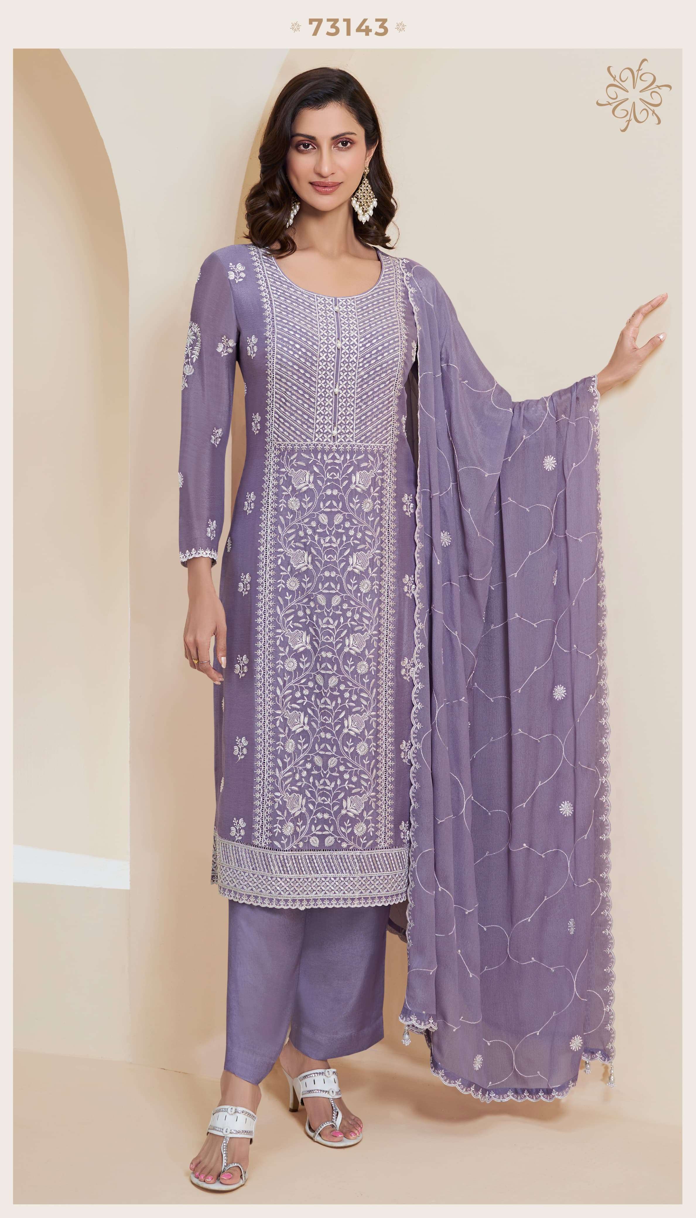 VINAY FASHION KULEESH KIARA CHINON EMBROIDERY DESIGNER WORK SUIT