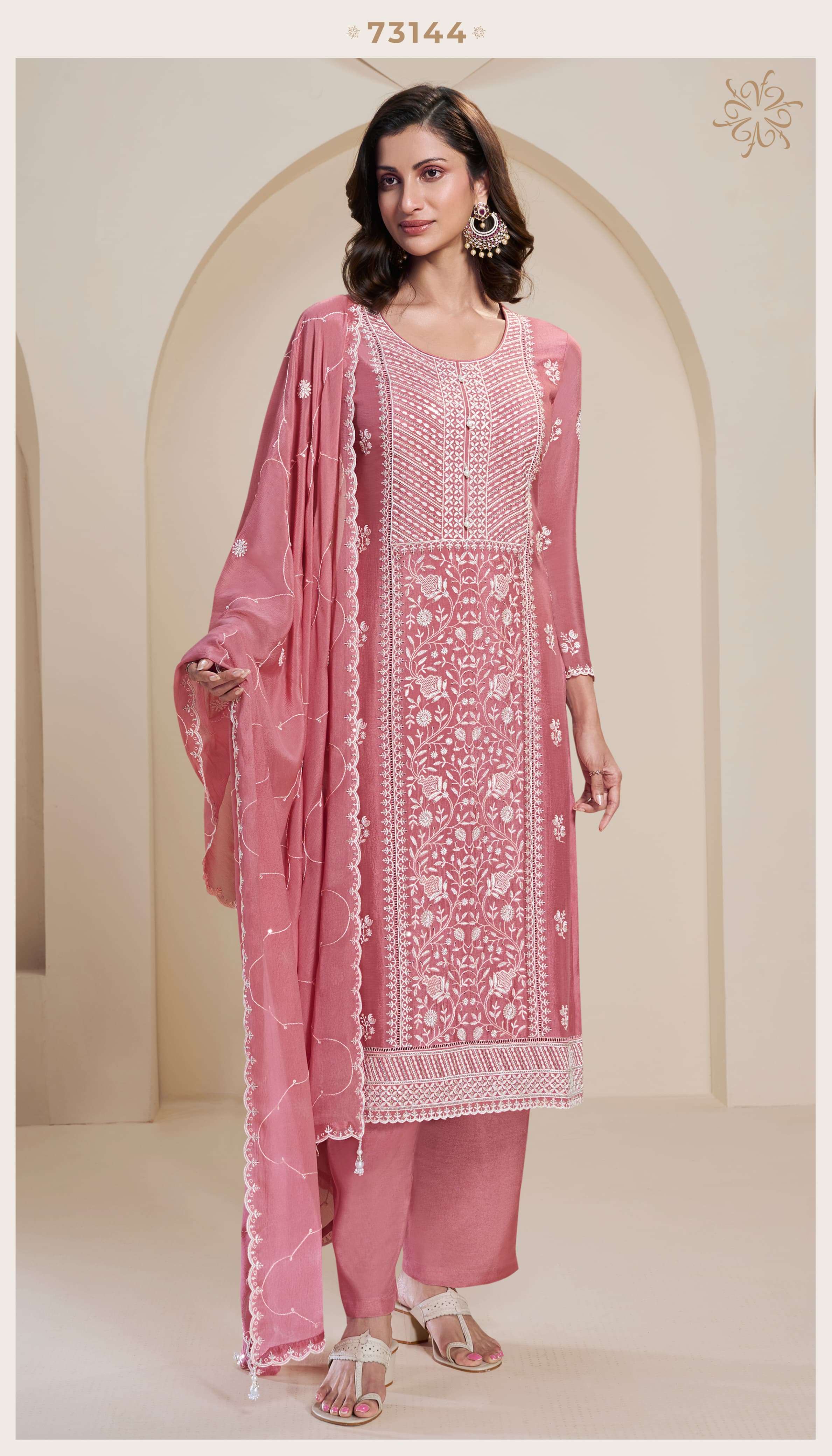 VINAY FASHION KULEESH KIARA CHINON EMBROIDERY DESIGNER WORK SUIT