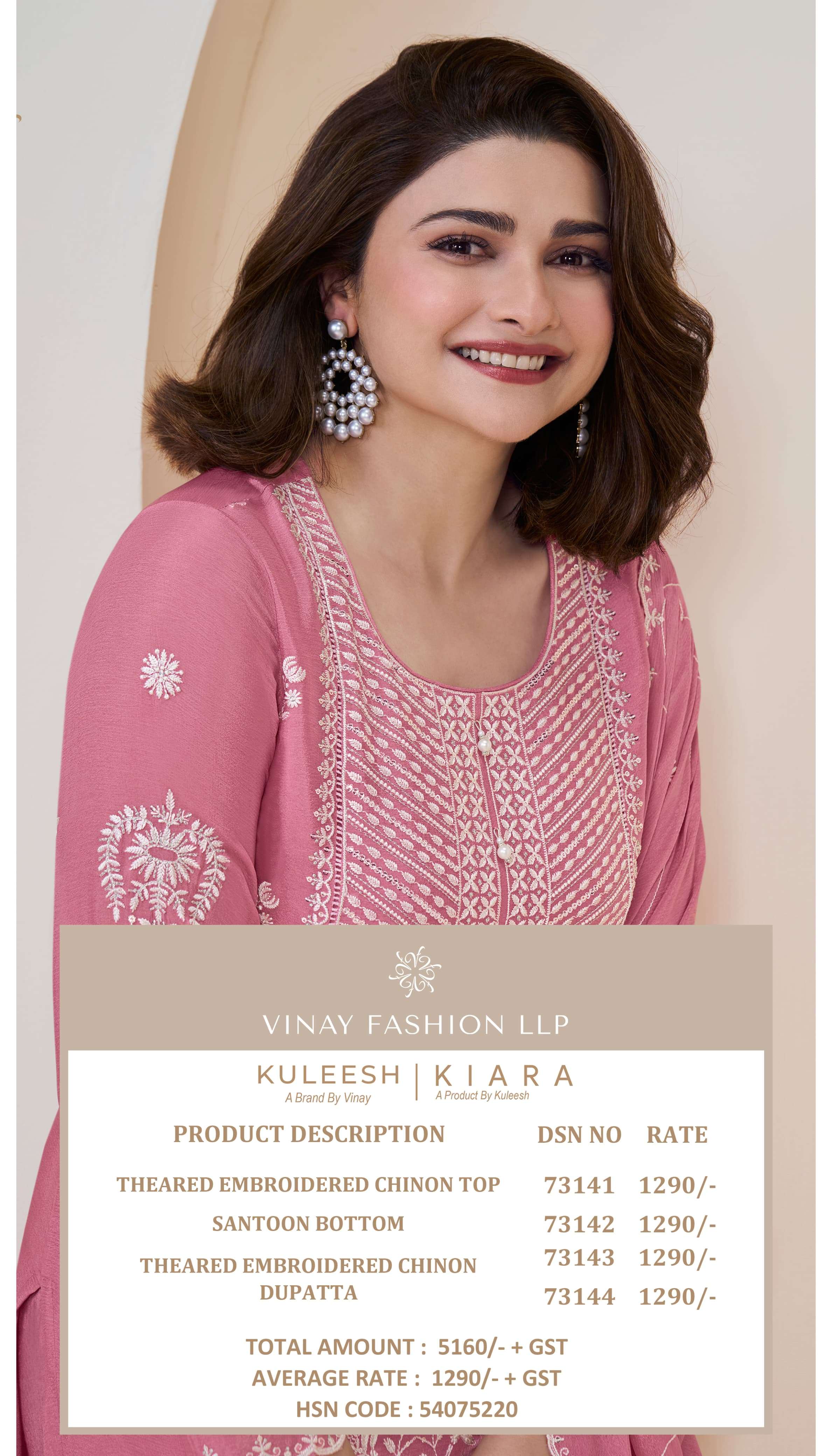 VINAY FASHION KULEESH KIARA CHINON EMBROIDERY DESIGNER WORK SUIT