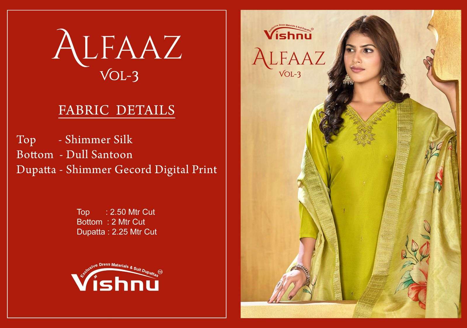 VISHNU IMPEX ALFAAZ VOL 3 SILK FANCY SWAROVSKI WORK SUIT