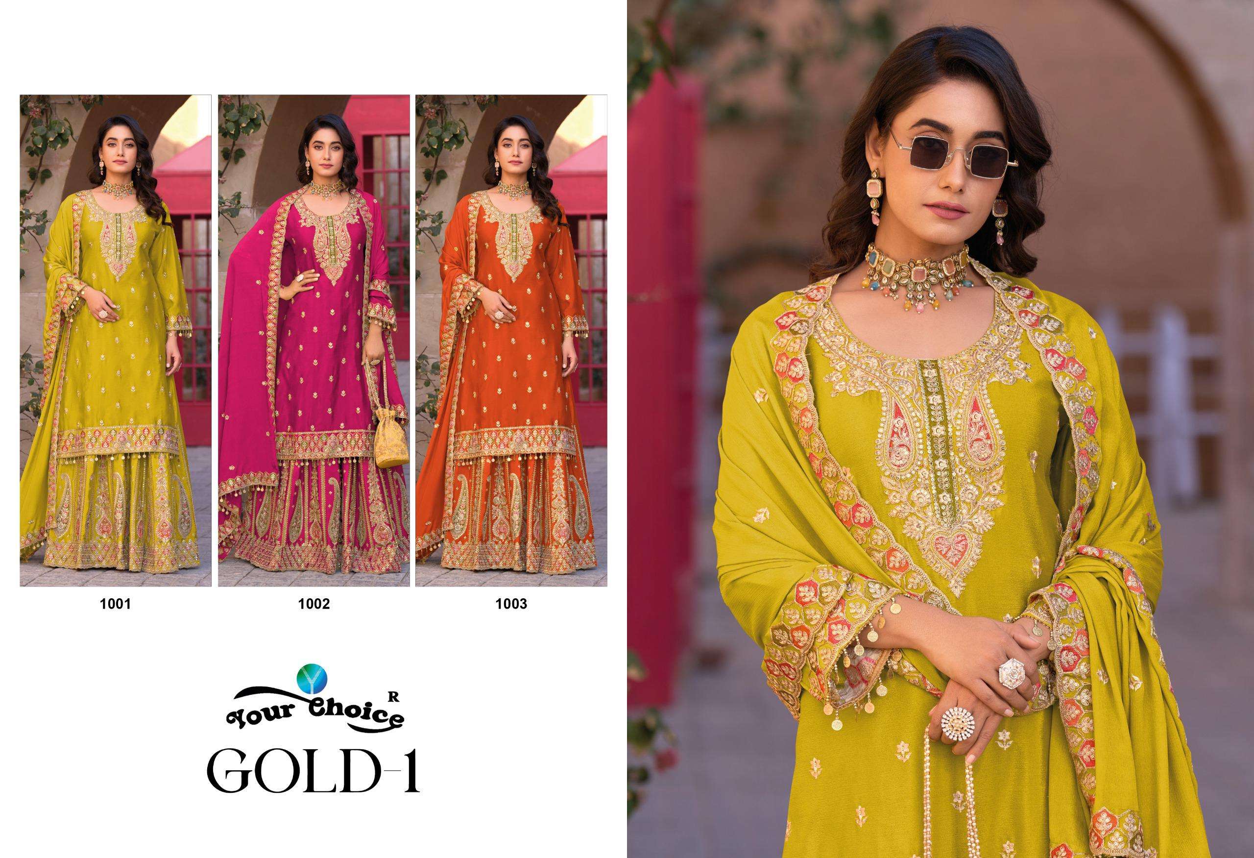 YOUR CHOICE GOLD VOL 1 HEAVY EMBROIDERED DESIGNER WEDDING WEAR SUIT