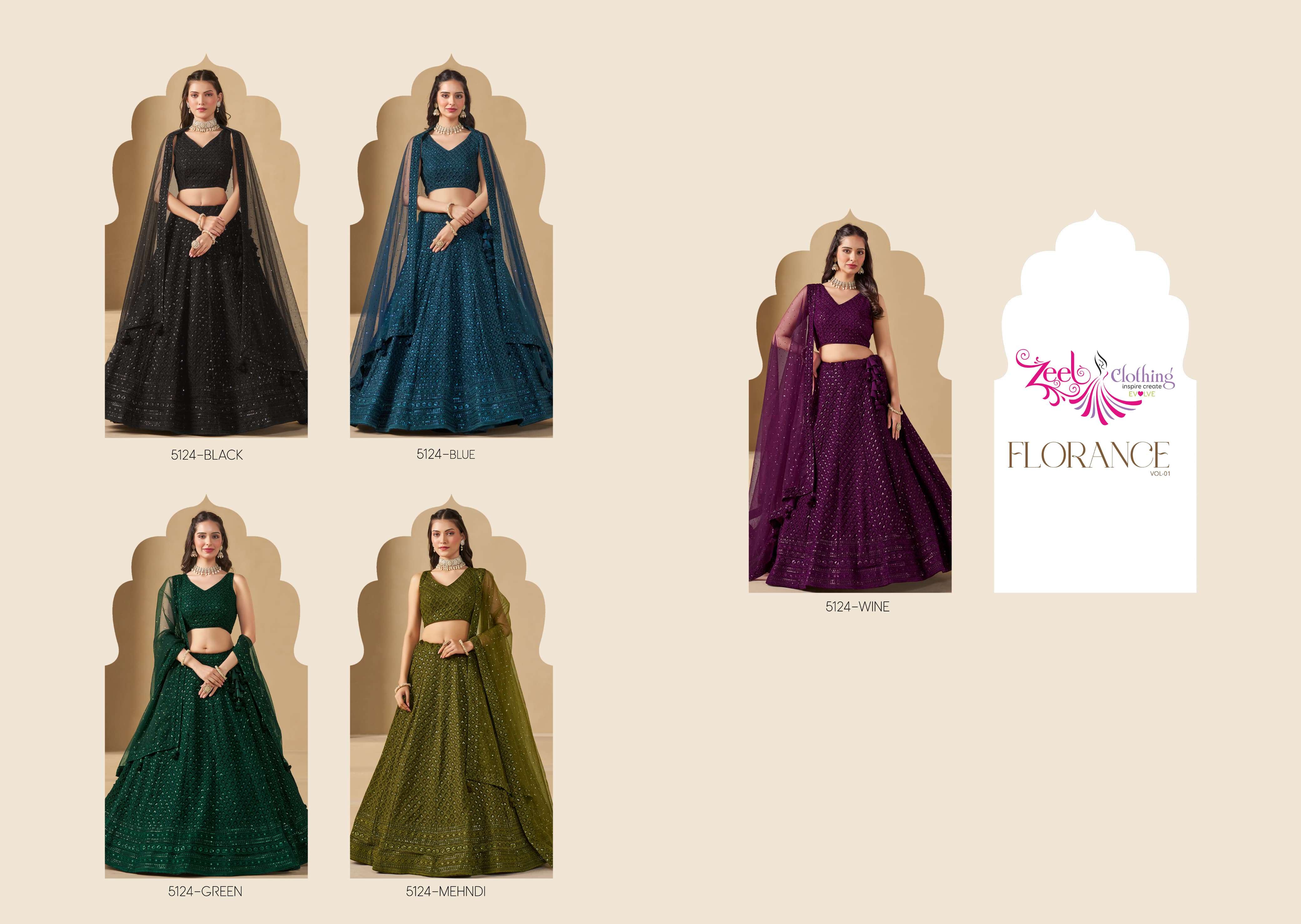 ZEEL CLOTHING FLORANCE VOL 1 GEORGETTE DESIGNER FESTIVE WEAR LEHENGA CHOLI 
