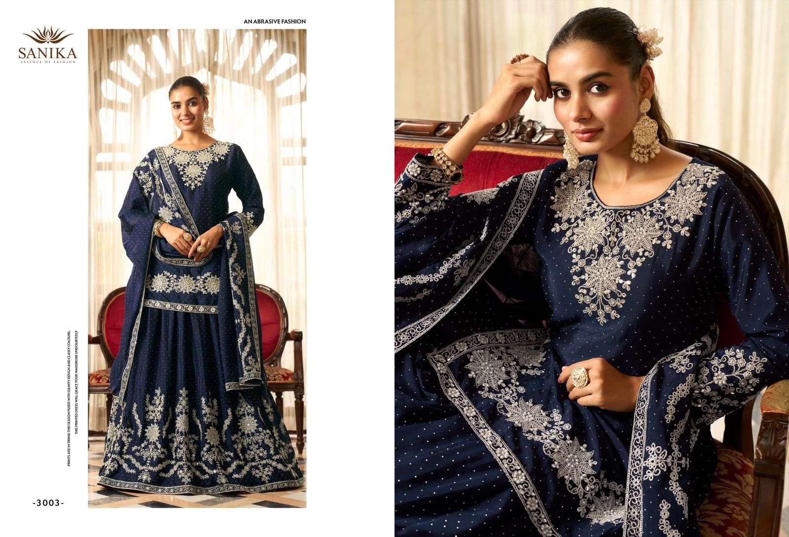 ️SANIKA FASHION ADVIKA SILK HEAVY EMBROIDERD WEDDING WEAR LEHENGA SUIT