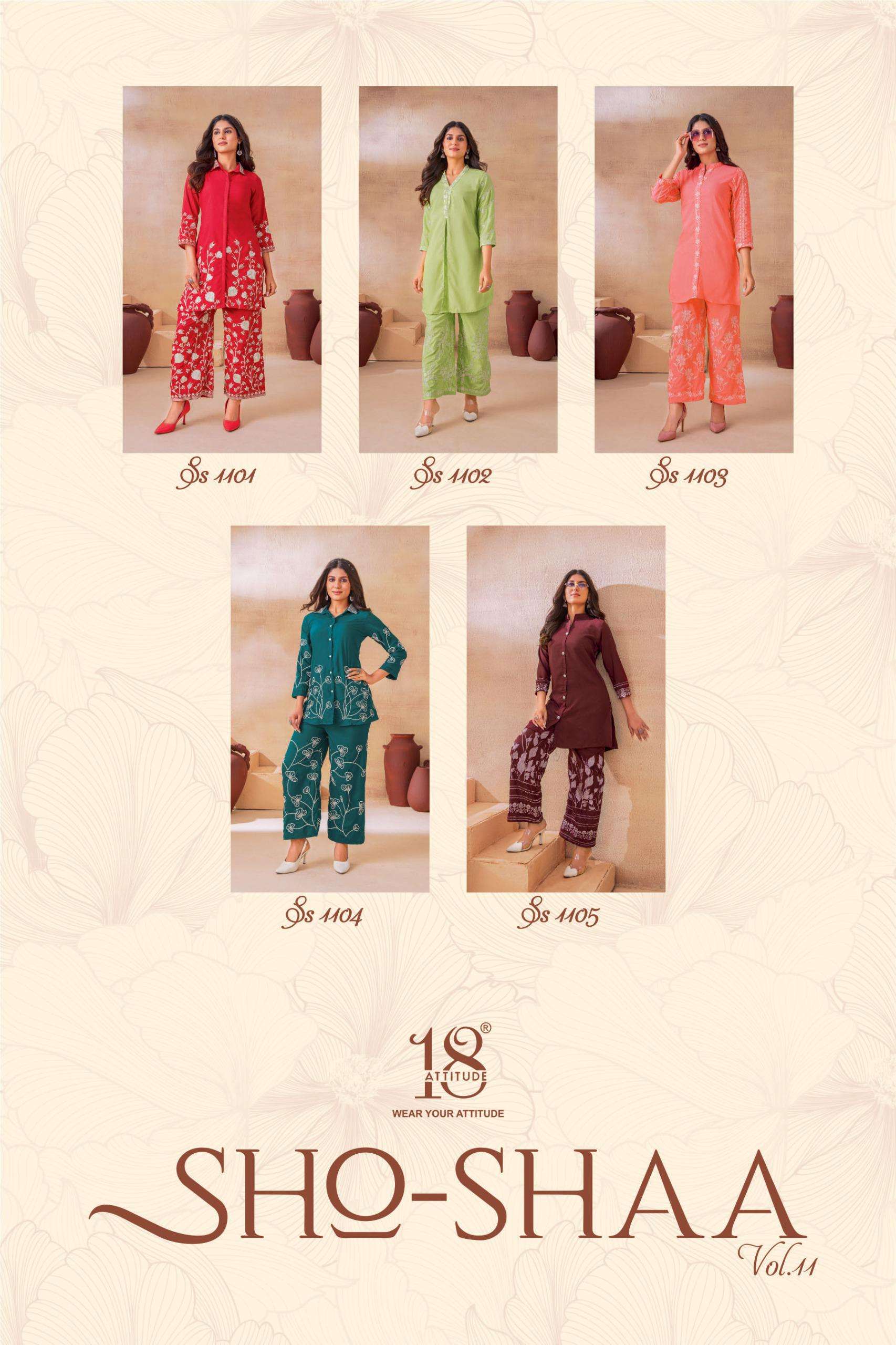 18 ATTITUDE SHO SHAA VOL 11 FANCY LOOK DESIGNER LADIES CO-ORD SET