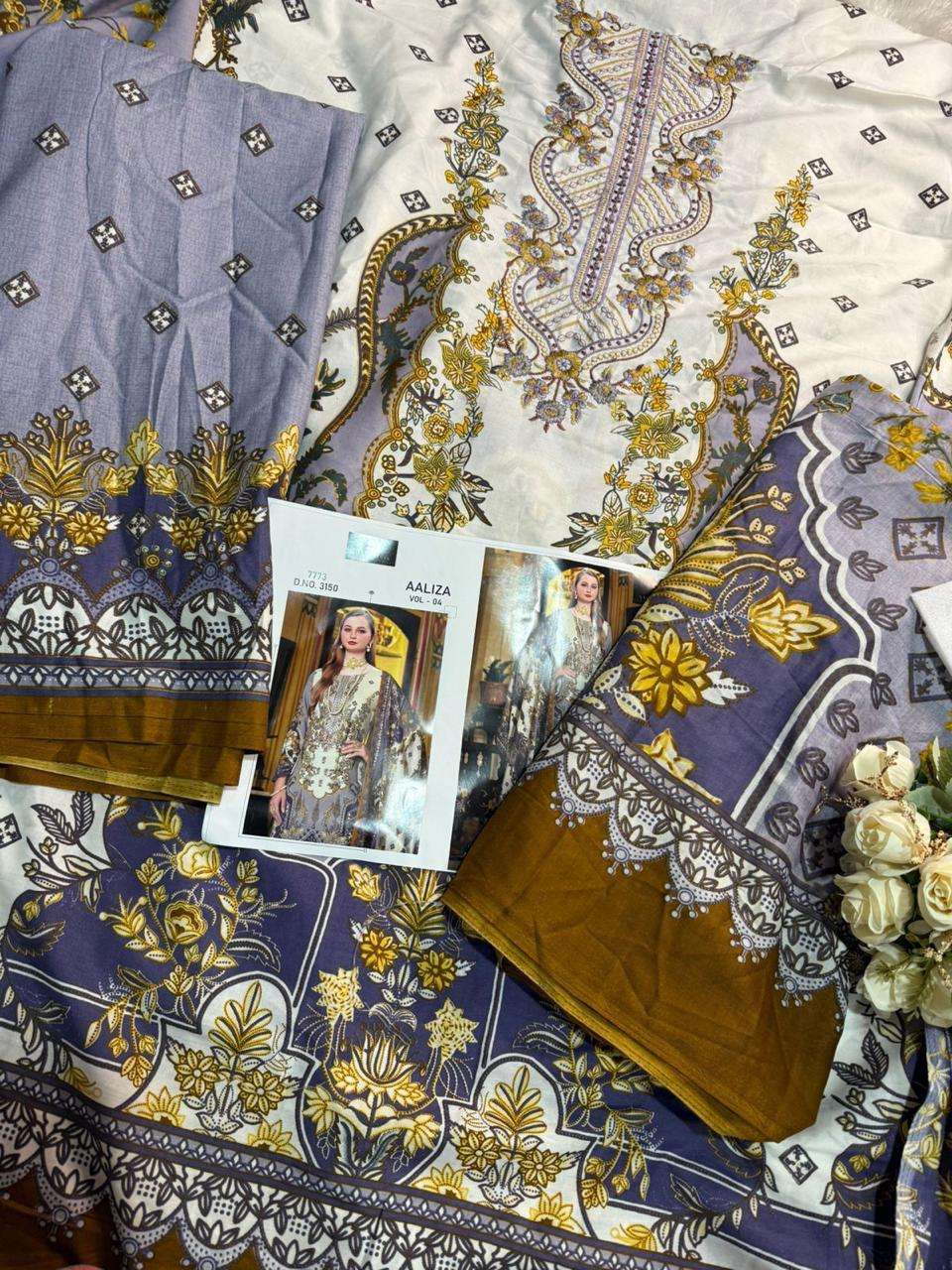 AALIZ PRINTS ALIZA NX EMBROIDERY COLLECTION COTTON DIGITAL PRINTS SUIT