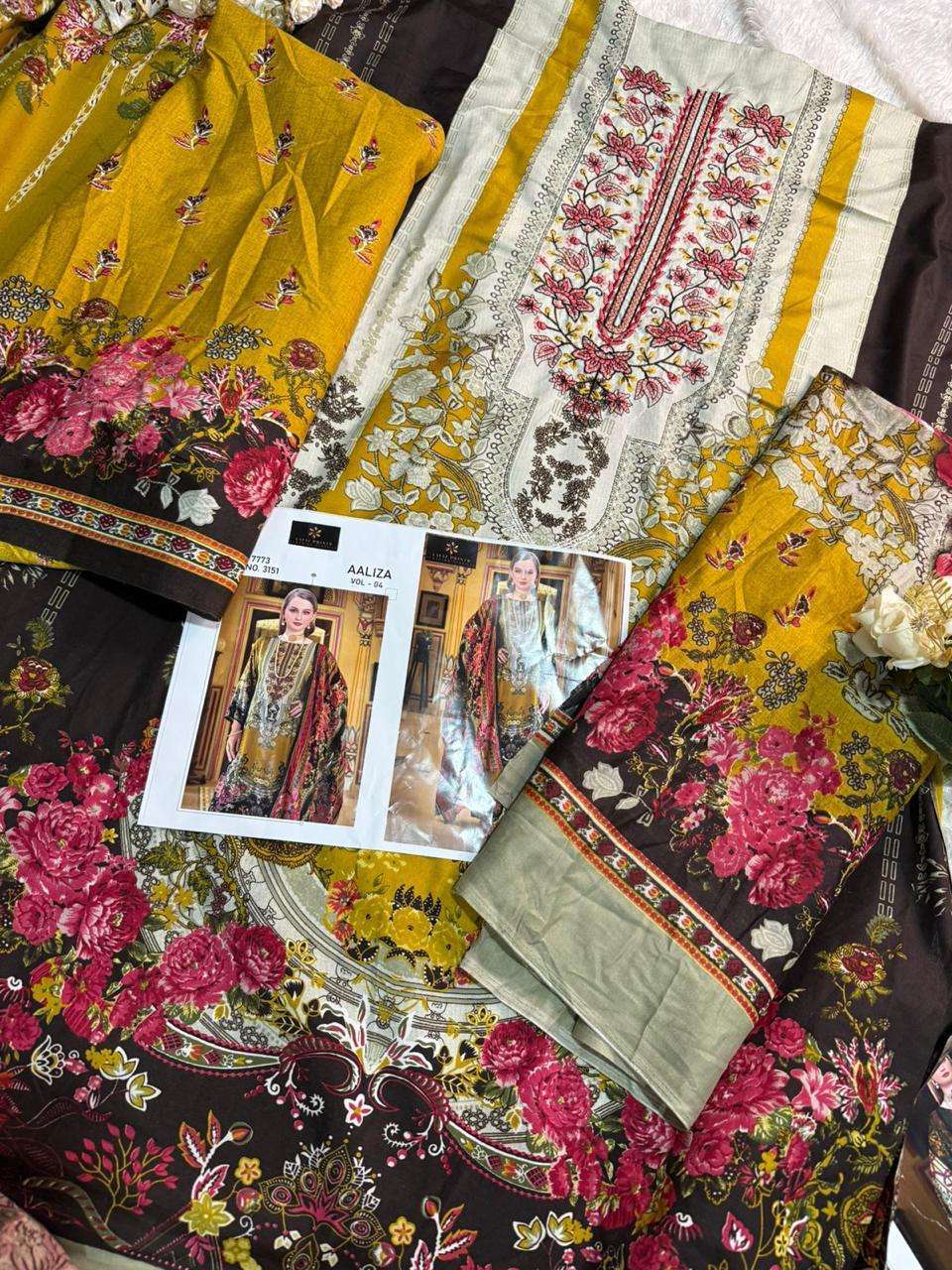 AALIZ PRINTS ALIZA NX EMBROIDERY COLLECTION COTTON DIGITAL PRINTS SUIT