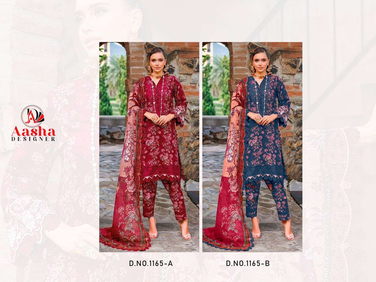 AASHA DESIGNER DESIGN NO - 1165 PURE COTTON HEAVY SELF EMBROIDERED PAKISTANI SALWAR SUIT 