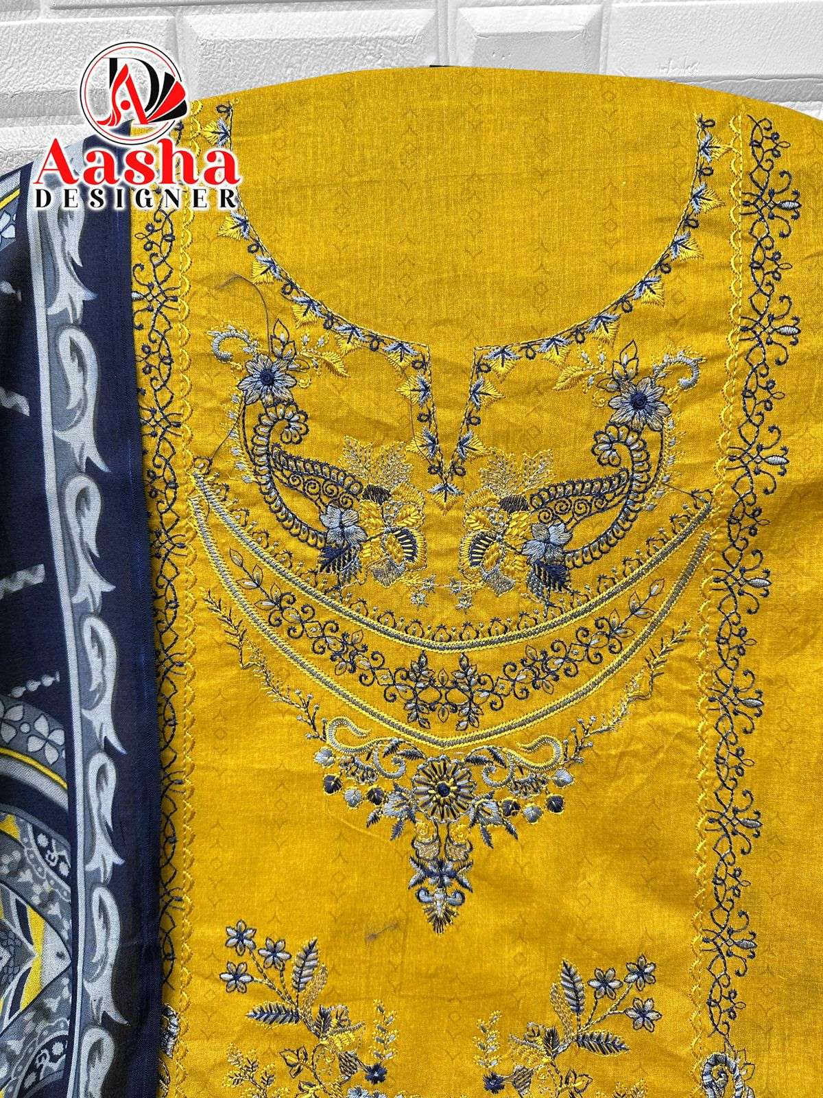 AASHA DESIGNER DESIGN NO - 1183 PURE COTTON PRINT HEAVY SELF EMBROIDERED PAKISTANI SALWAR SUIT