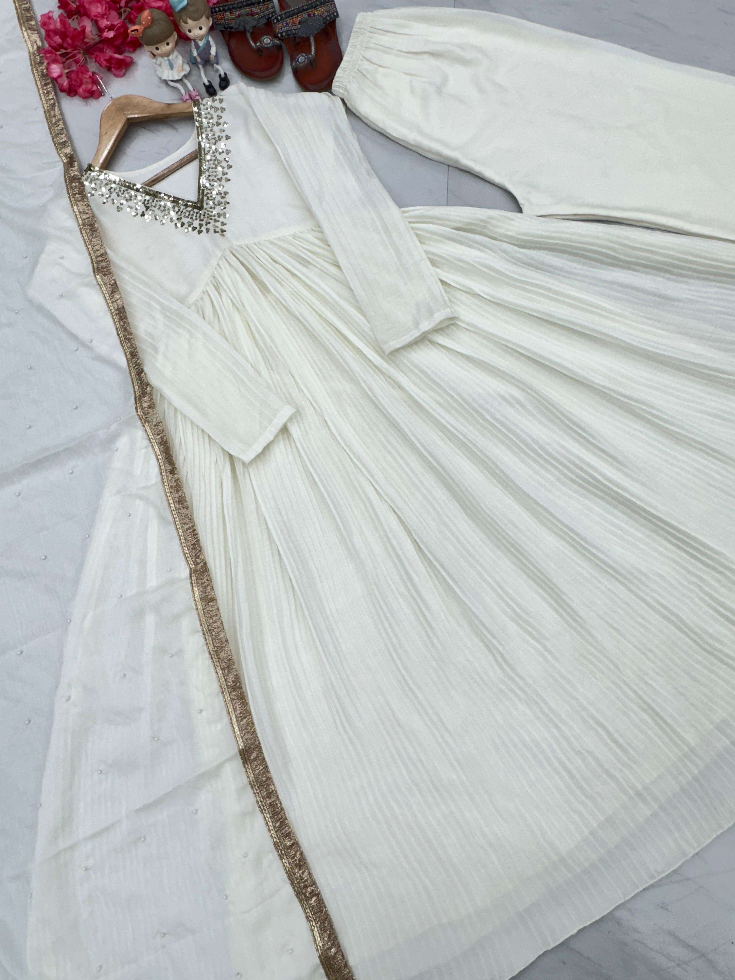 AD 152 SILK DESIGNER PARTY WEAR LOOK ALIA CUT GOWN PLAZZO AND DUPATTA SET