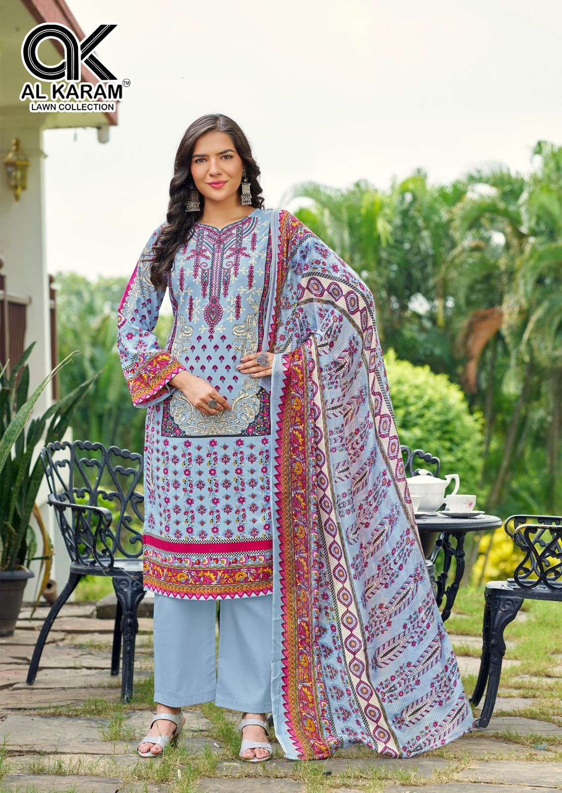 AL KARAM AREEBA VOL 2 RAYON PRINT WITH FANCY EMBROIDERY WORK SUIT