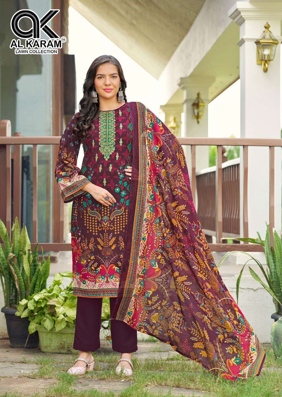 AL KARAM AREEBA VOL 2 RAYON PRINT WITH FANCY EMBROIDERY WORK SUIT
