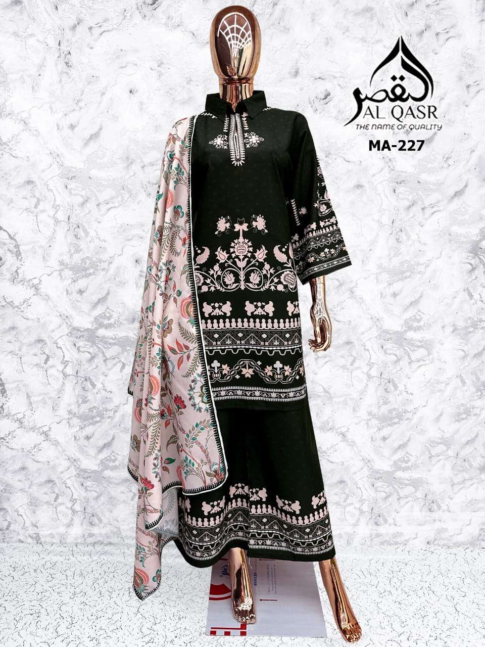 AL QASAR MA 227 SATIN DESIGNER WORK READY MADE PAKISTANI SUIT