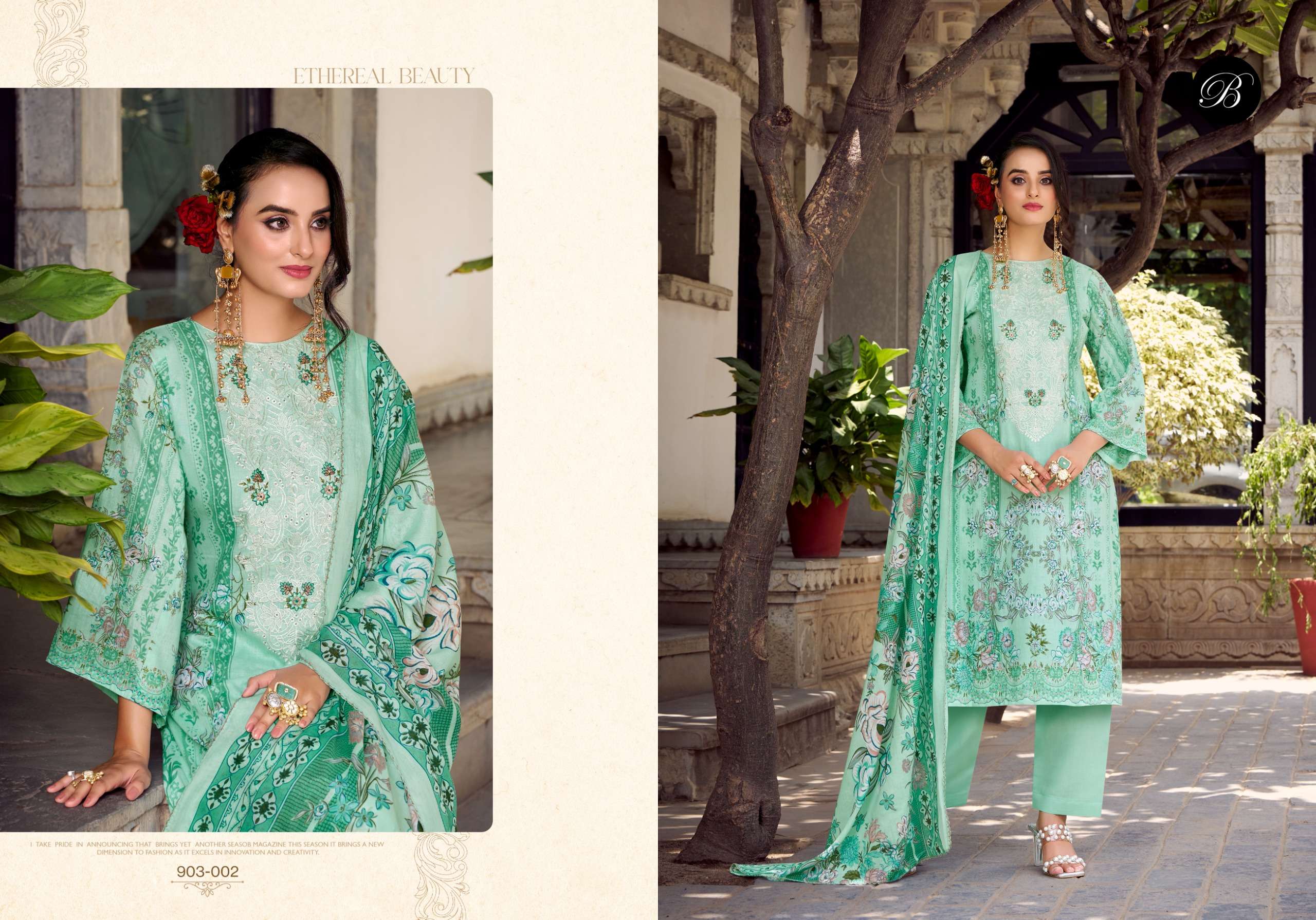 BELLIZA DESIGNER STUDIO NAIRA VOL 118 COTTON DIGITAL PRINTS WITH FANCY WORK SUITS 