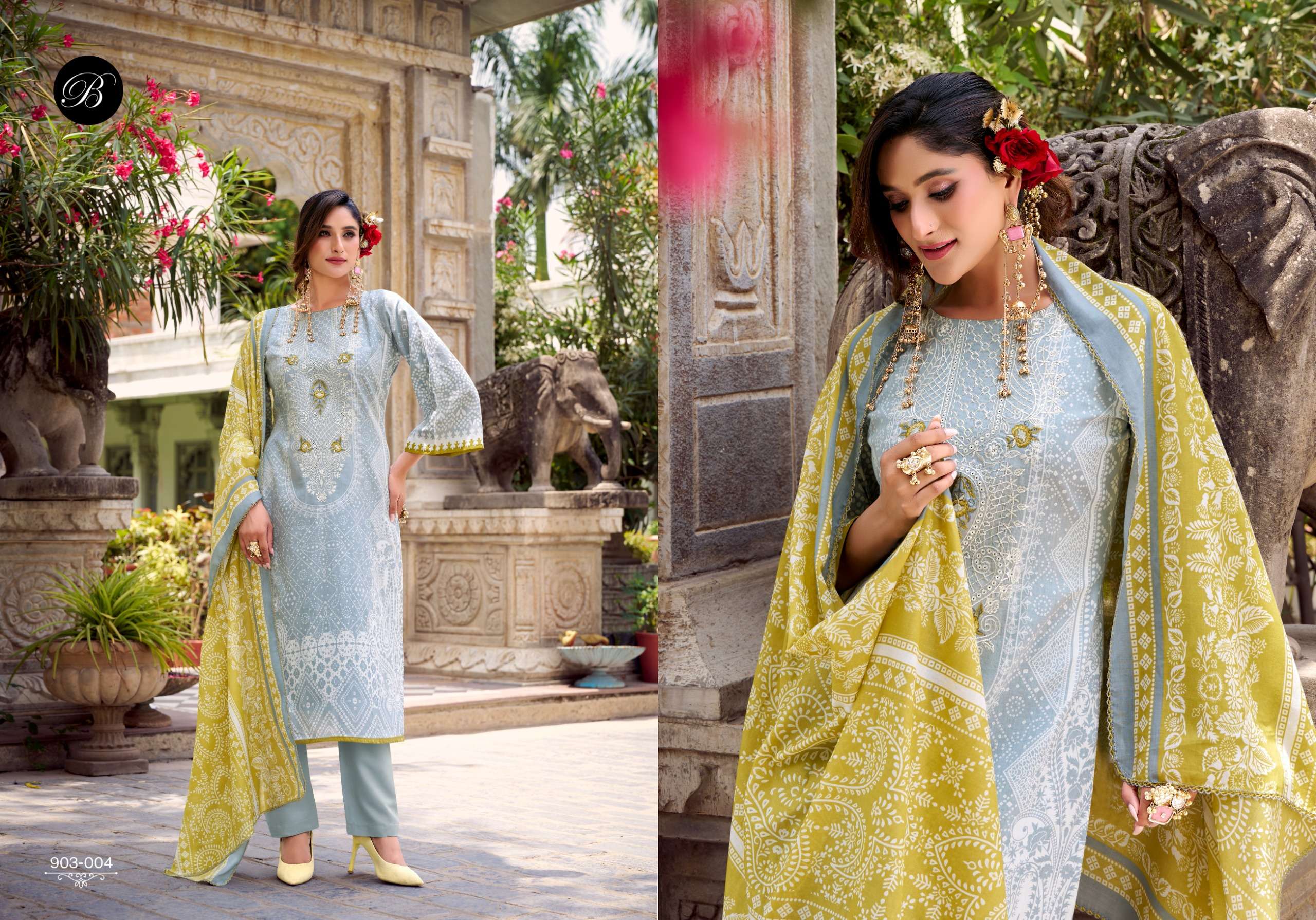 BELLIZA DESIGNER STUDIO NAIRA VOL 118 COTTON DIGITAL PRINTS WITH FANCY WORK SUITS 