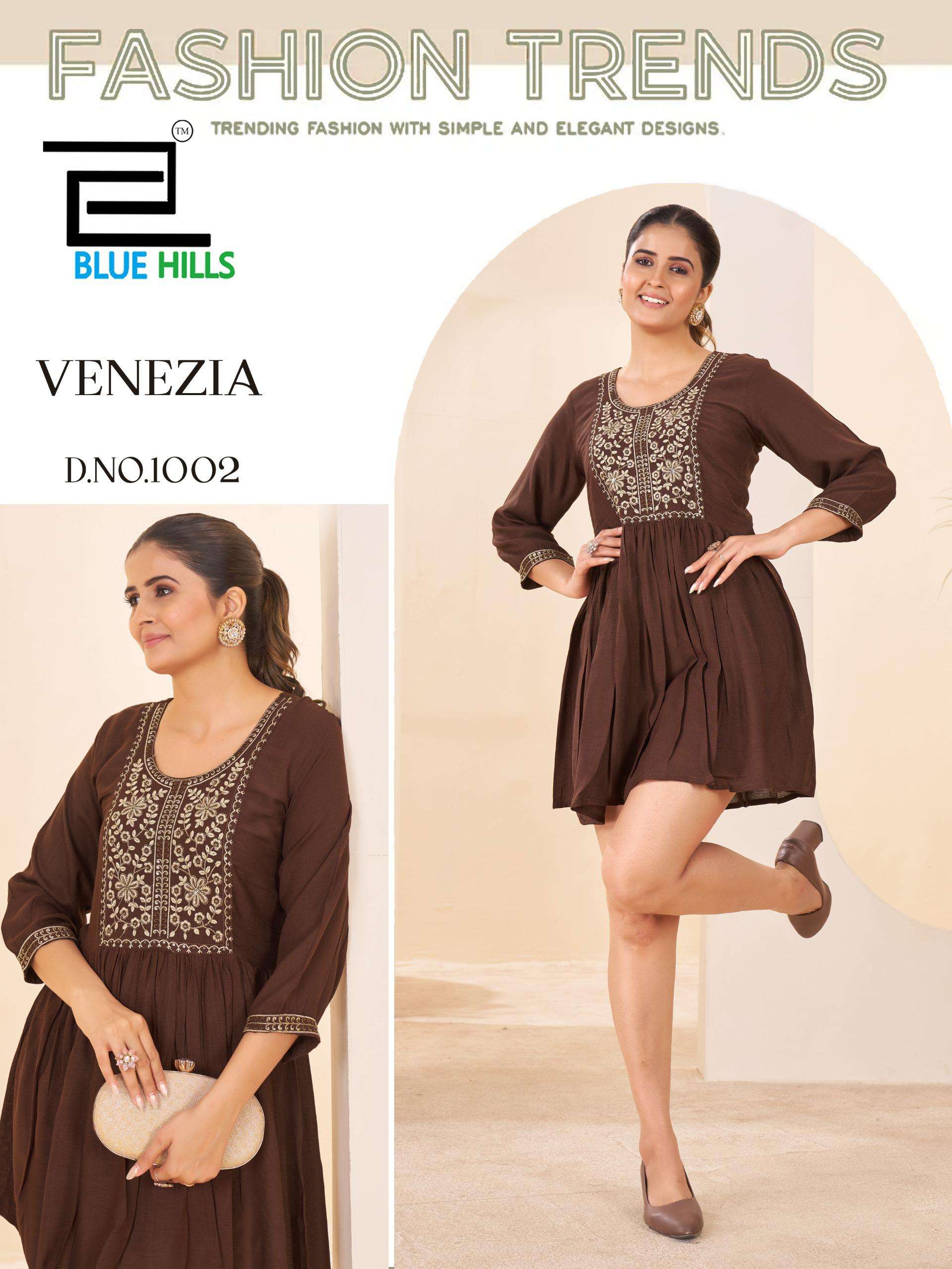 BLUE HILLS VENEZIA RAYON FANCY WORKS LADIES SHORT KURTI