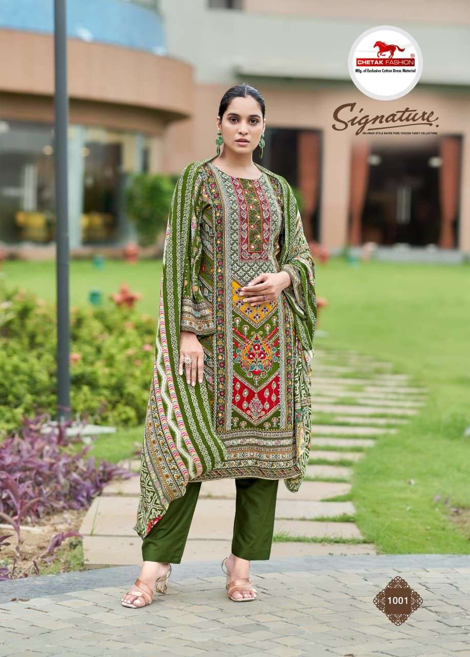 CHETAK FASHION SIGNATURE VOL 1 COTTON PRINT WITH FANCY WORK SUIT