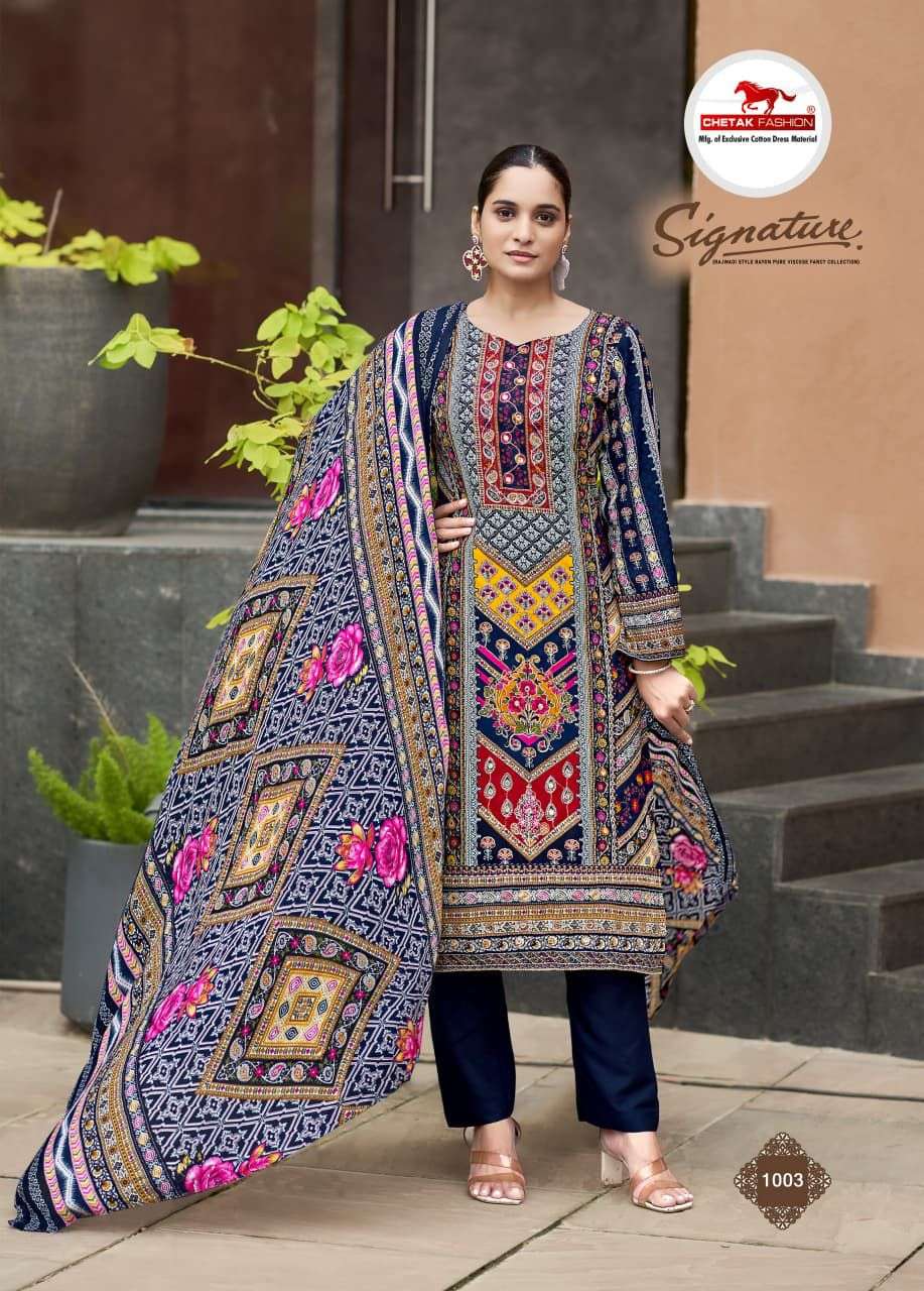 CHETAK FASHION SIGNATURE VOL 1 COTTON PRINT WITH FANCY WORK SUIT