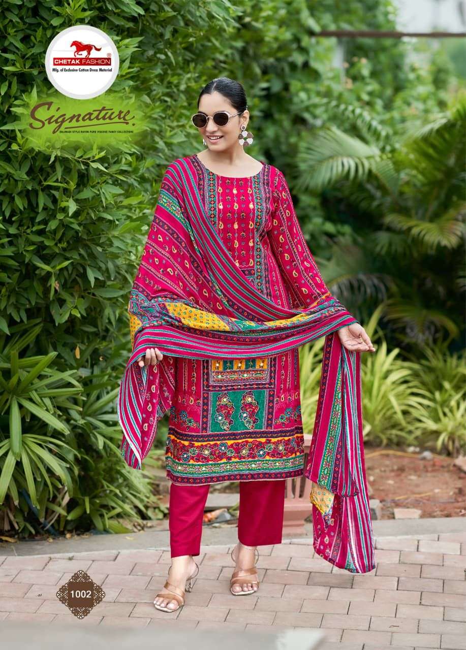 CHETAK FASHION SIGNATURE VOL 1 COTTON PRINT WITH FANCY WORK SUIT