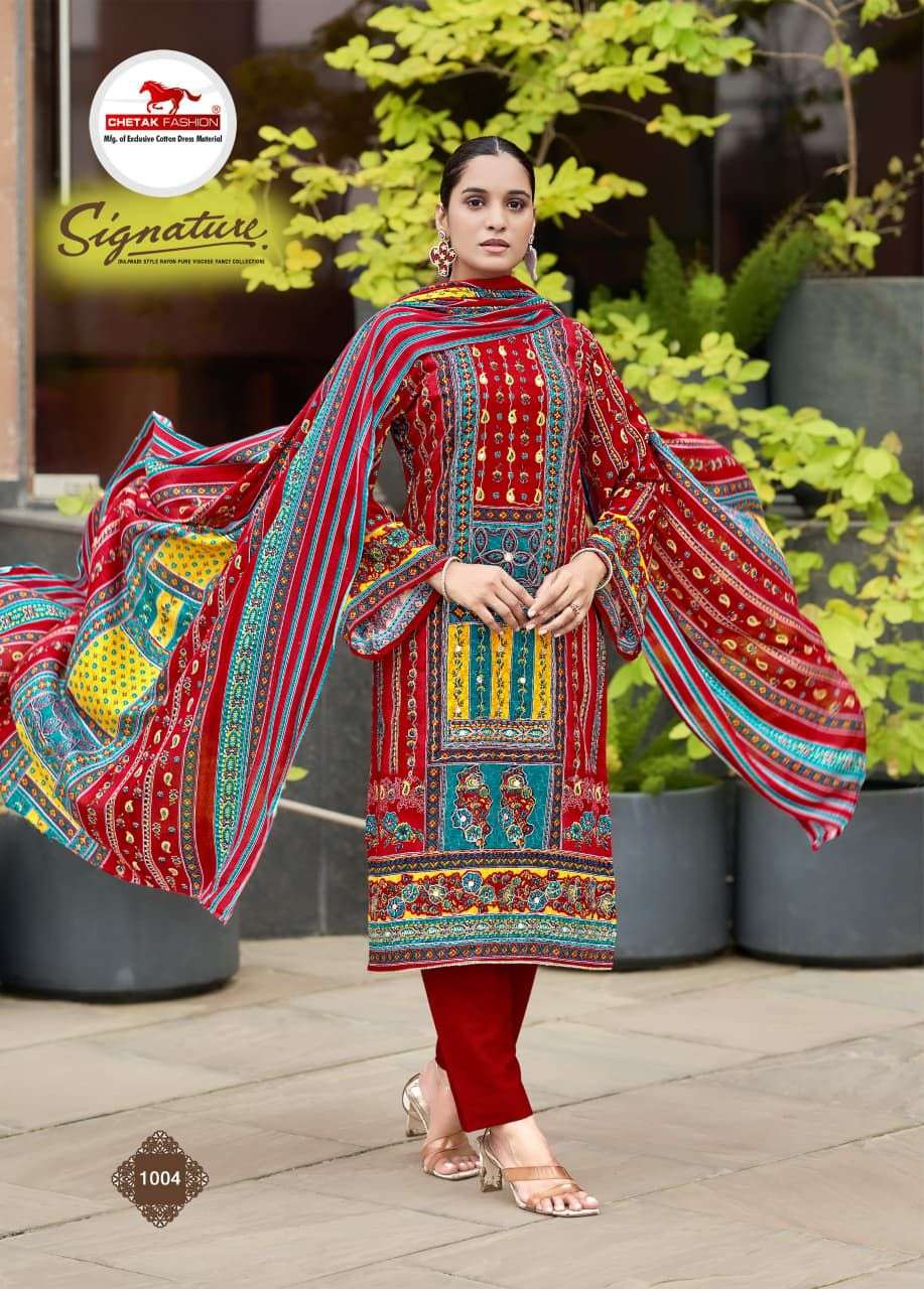CHETAK FASHION SIGNATURE VOL 1 COTTON PRINT WITH FANCY WORK SUIT