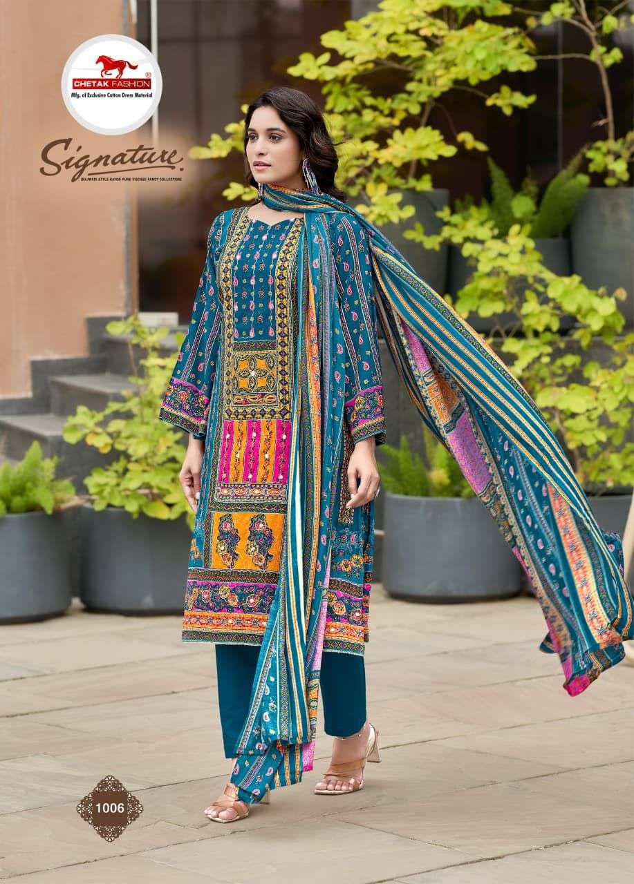 CHETAK FASHION SIGNATURE VOL 1 COTTON PRINT WITH FANCY WORK SUIT