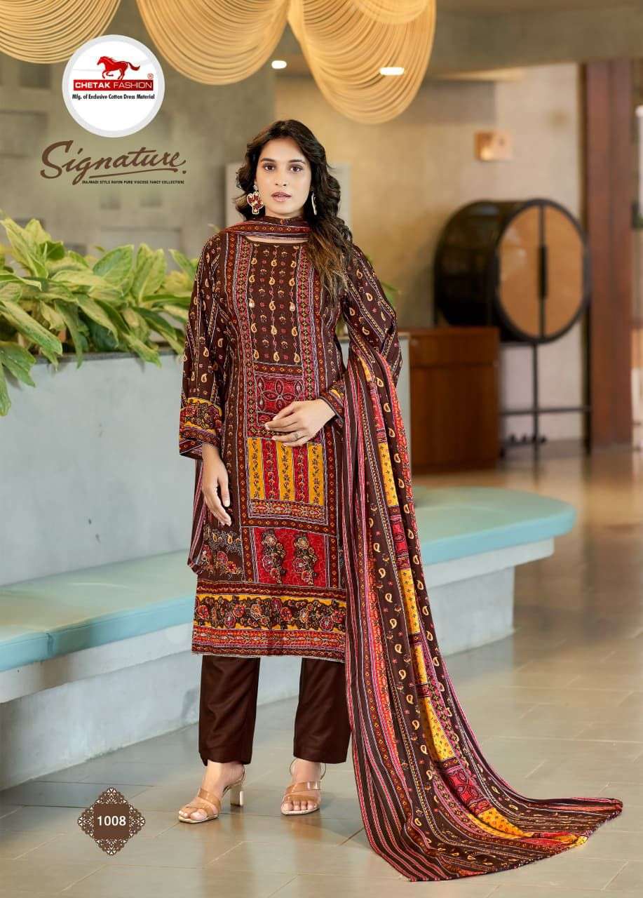 CHETAK FASHION SIGNATURE VOL 1 COTTON PRINT WITH FANCY WORK SUIT