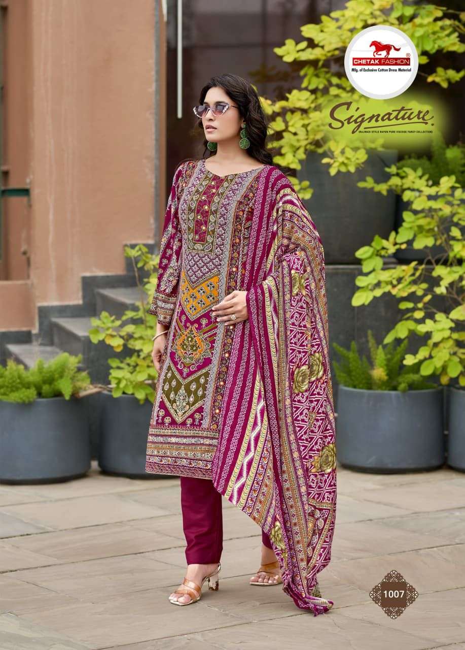 CHETAK FASHION SIGNATURE VOL 1 COTTON PRINT WITH FANCY WORK SUIT