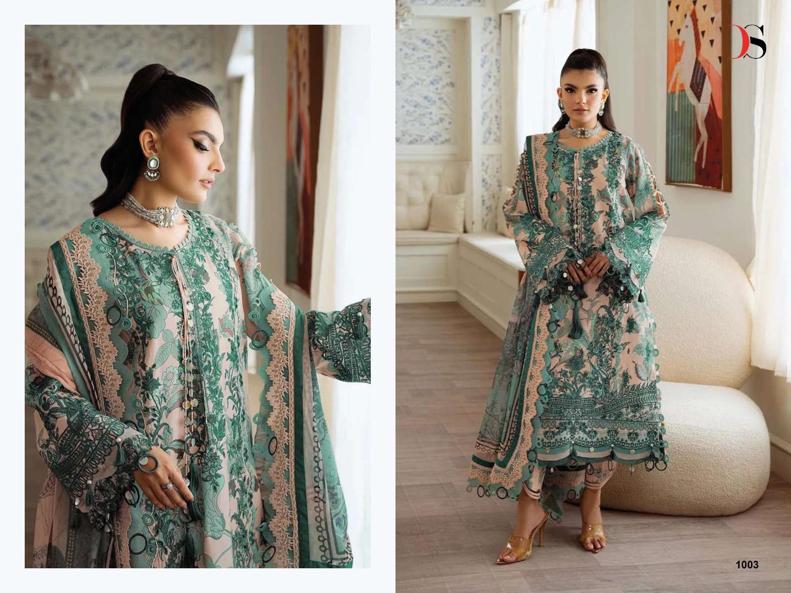 DEEPSY SUITS JADE PREMIUM COTTON EMBROIDERY DESIGNER PAKISTANI SUIT