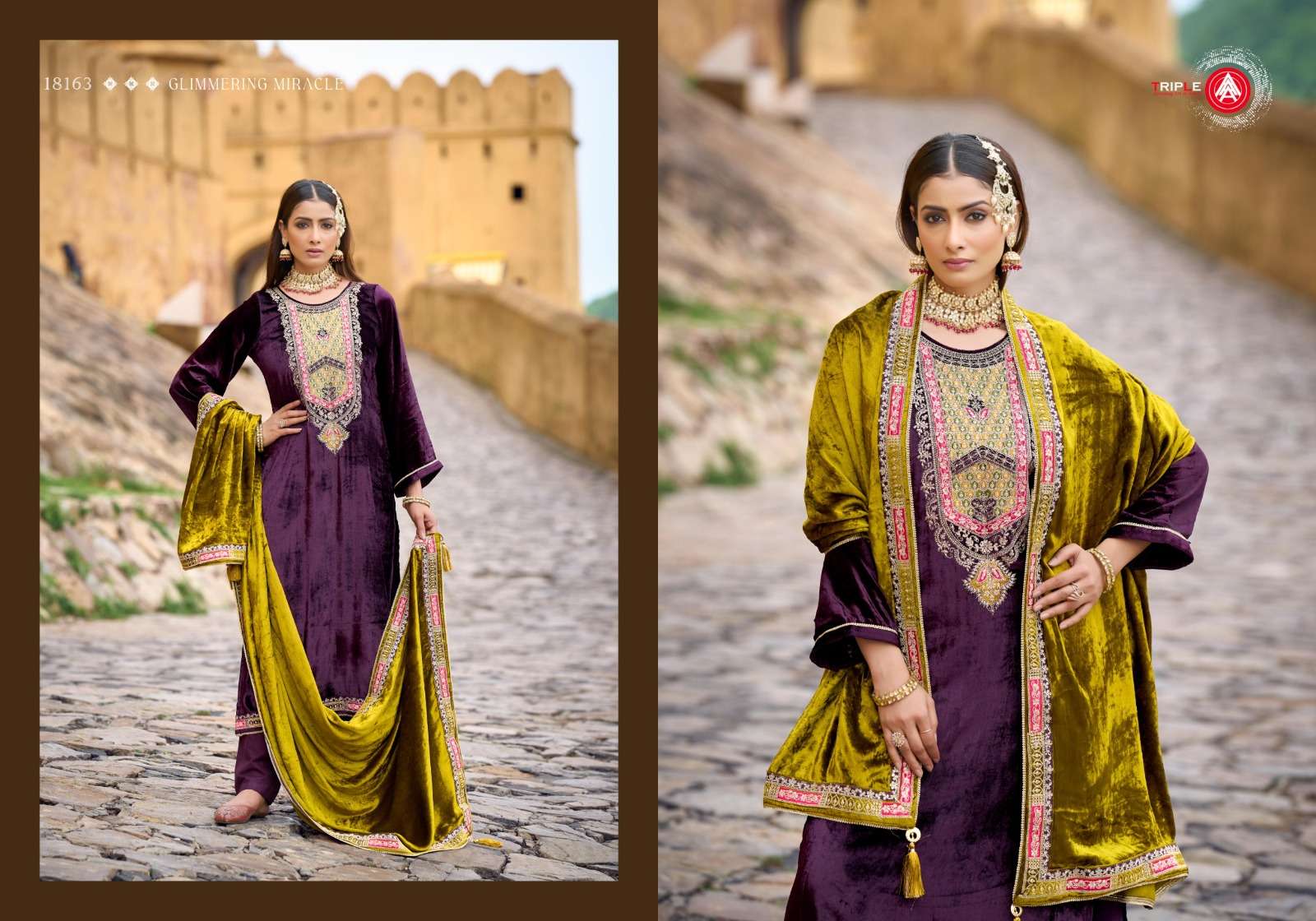 FOURDOTS ICONBLAST VELVET WITH HEAVY DESIGNER WORK SUIT