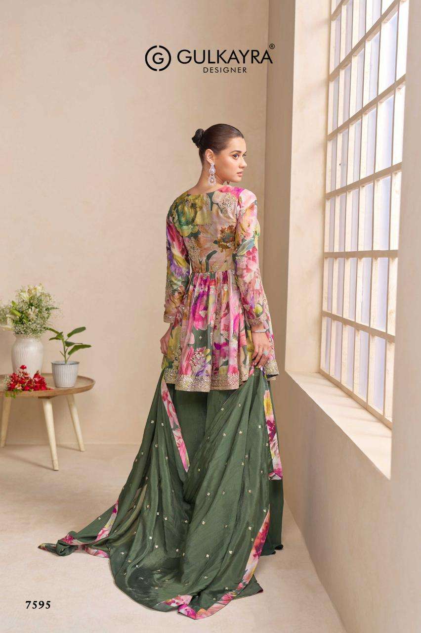 GULKAYRA DESIGNER RAAGA SILK DESIGNER ALIA CUT STYLE TOP PLAZZO AND DUPATTA SET 