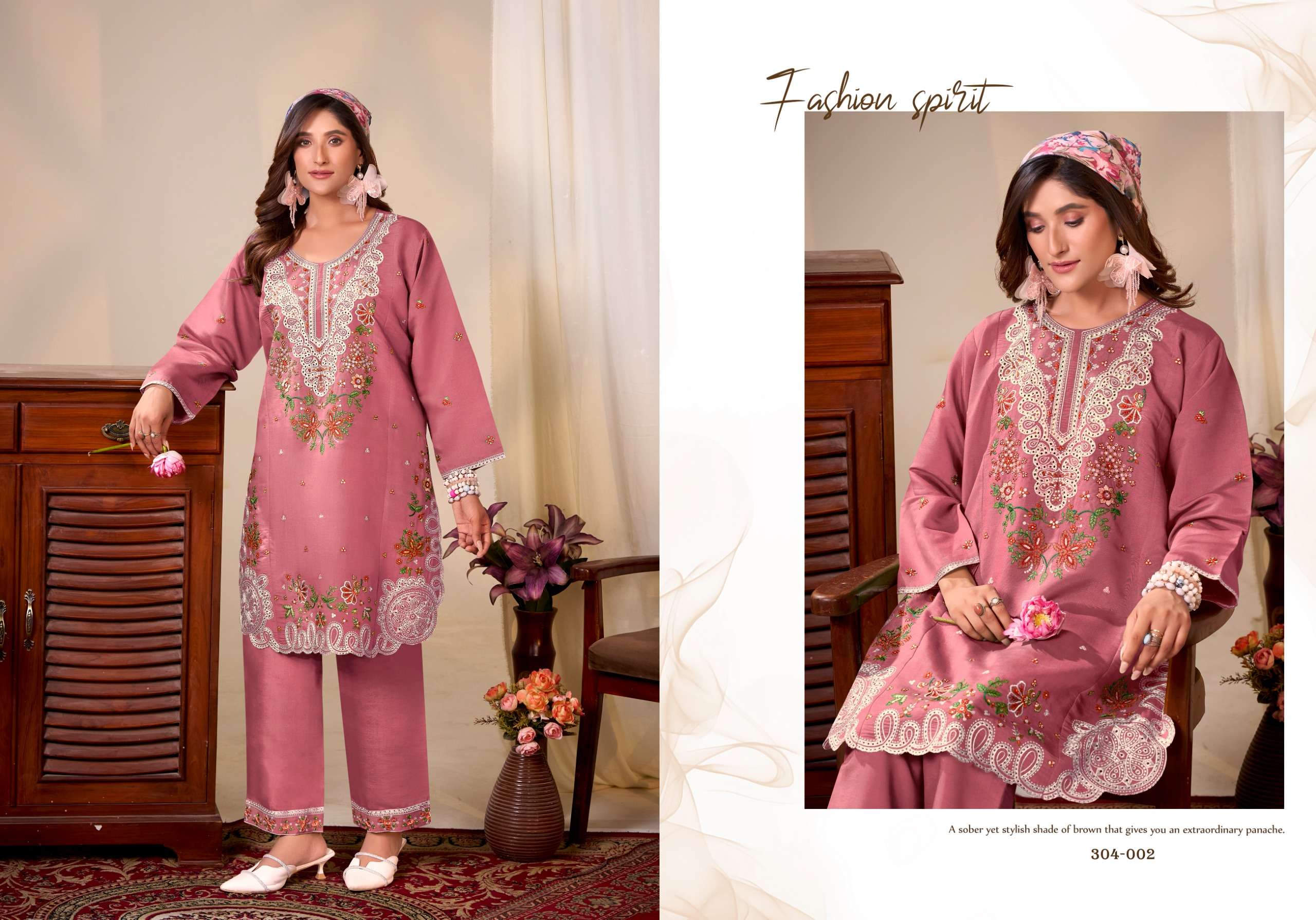 GULREZ MAYESHA SILK WITH KASHMIRI EMBROIDERY WORKS KURTI WITH BOTTOM PAIR 